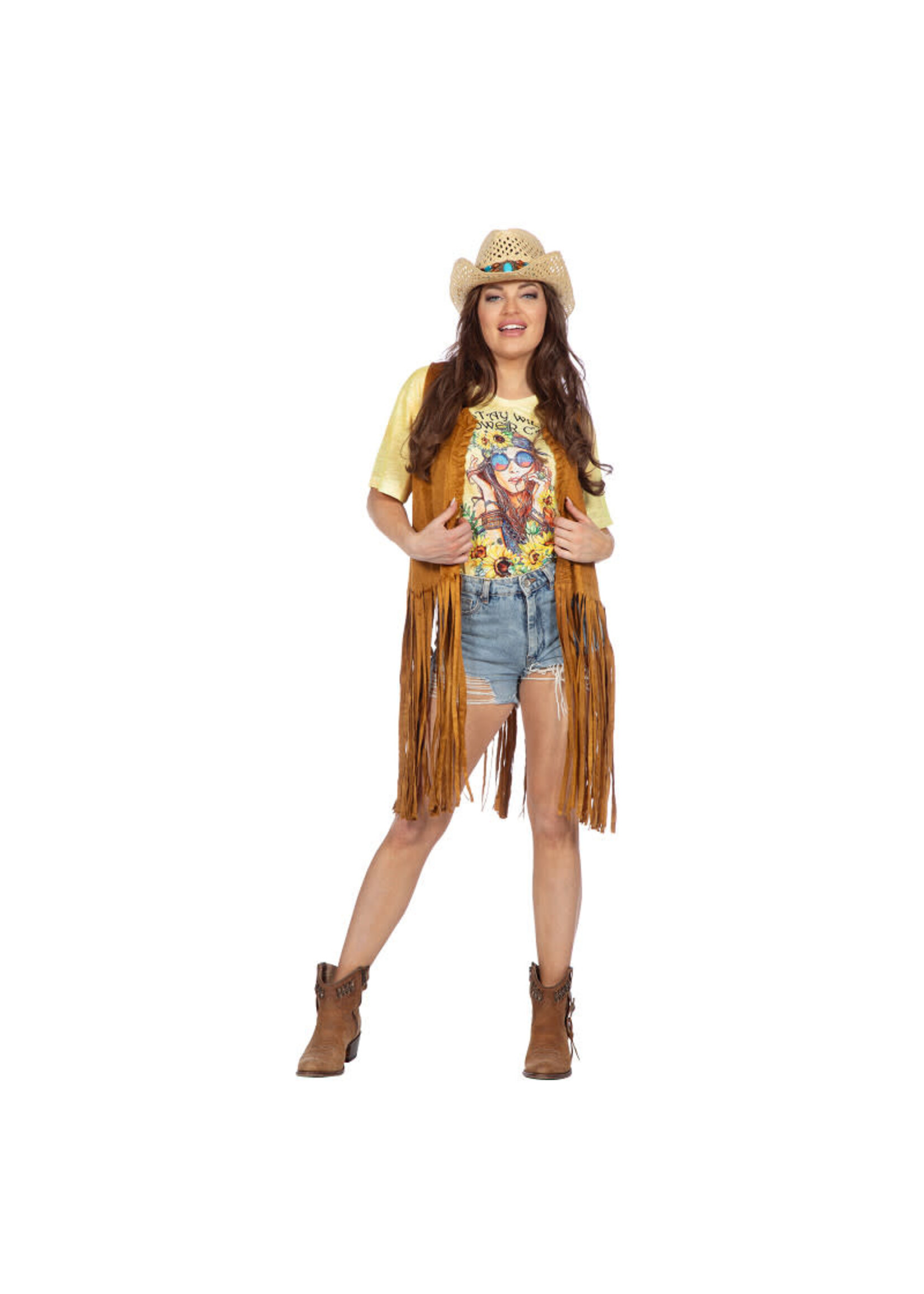 Wilbers & Wilbers Vest hippie lang met franjes