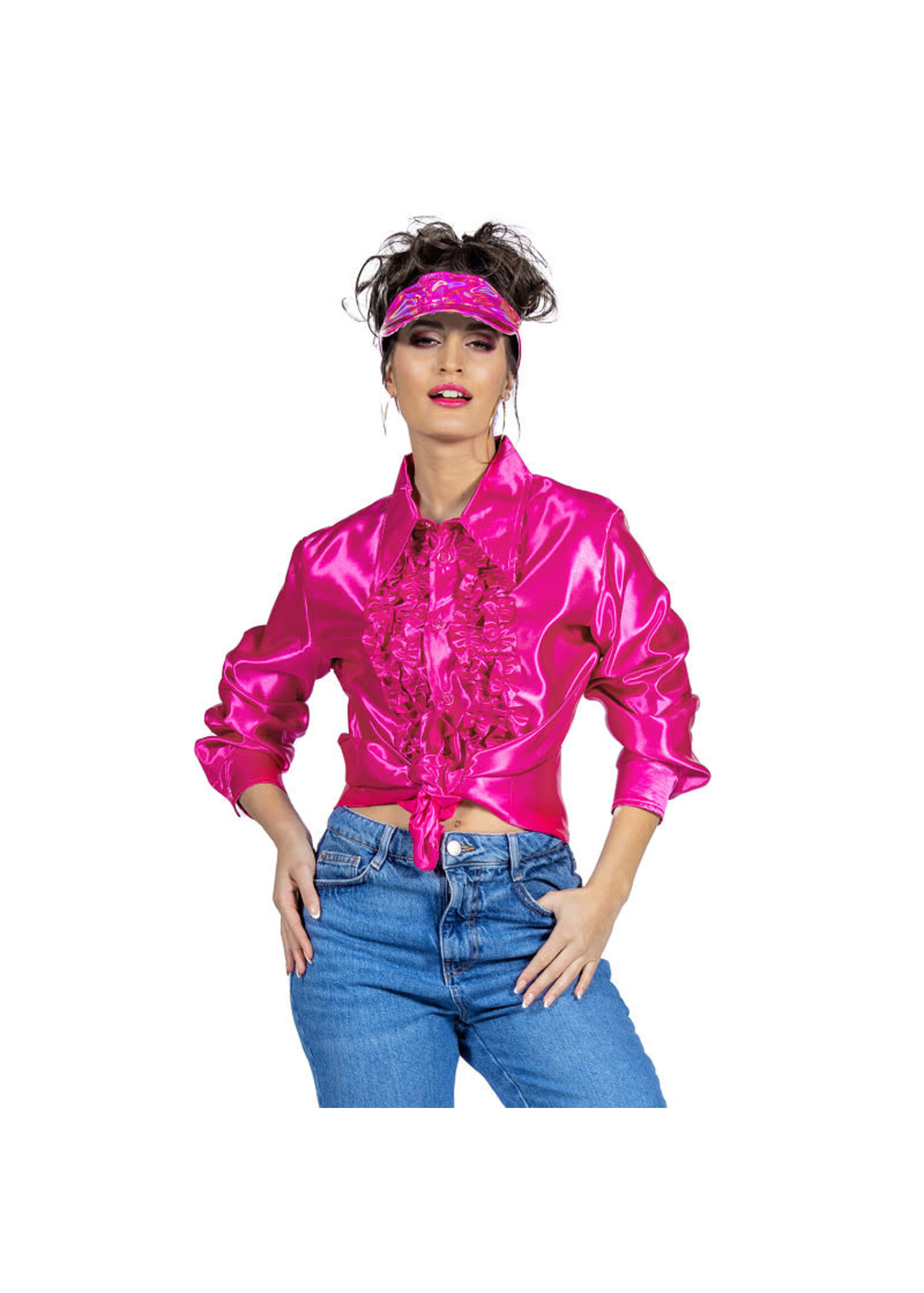 Wilbers & Wilbers Ruchesblouse satijn Cyclaam