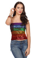 Feestkleding Breda Topje/Rokje pailletten Regenboog