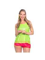 Wilbers & Wilbers Paillettentop met spaghettibandjes Neon-groen