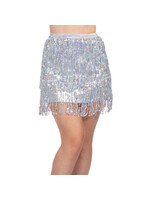 Wilbers & Wilbers Party rok metallic franjes pailletten Zilver