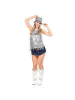 Wilbers & Wilbers Party top metallic franjes pailletten Zilver