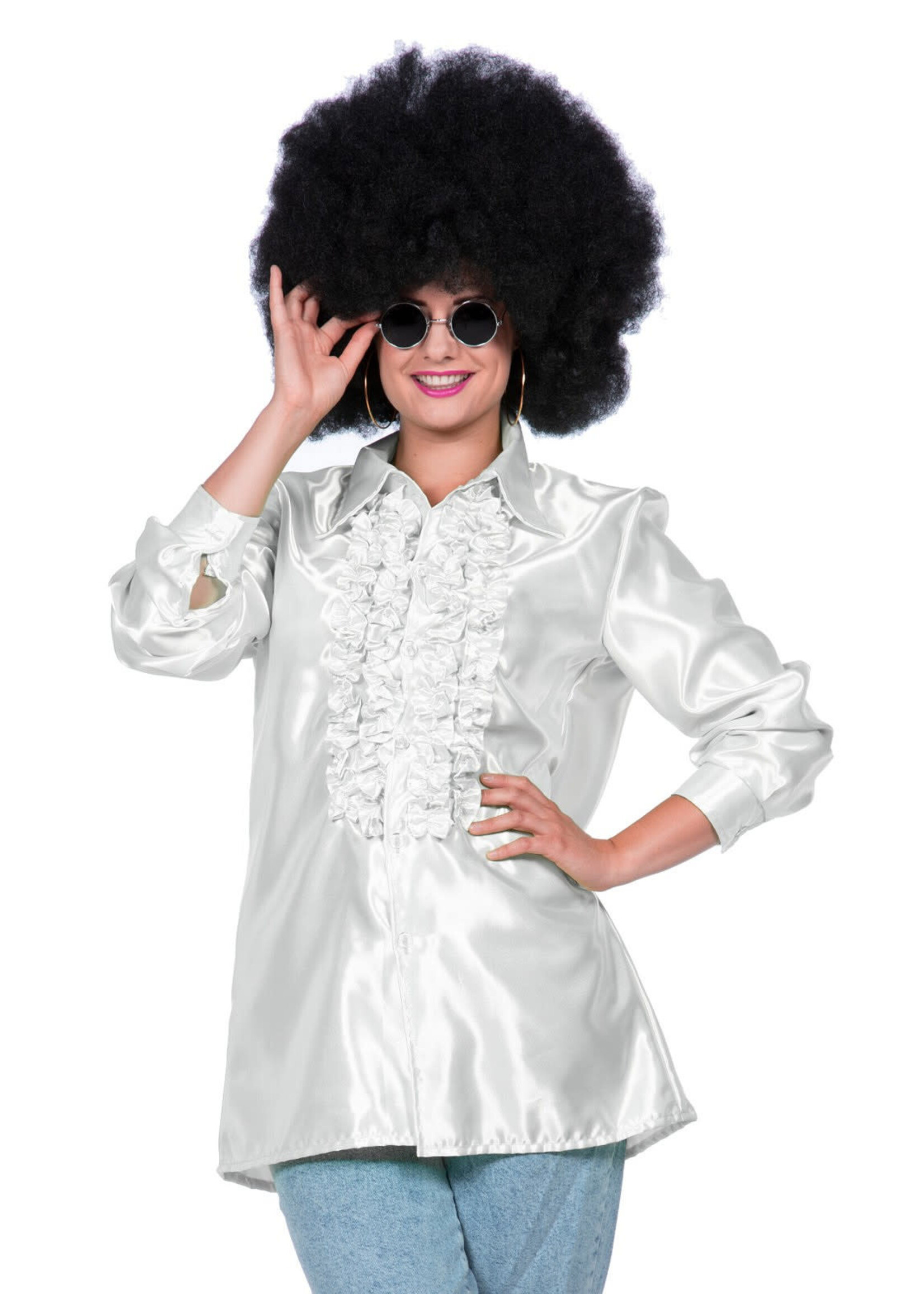 Wilbers & Wilbers Ruchesblouse satijn Zilver