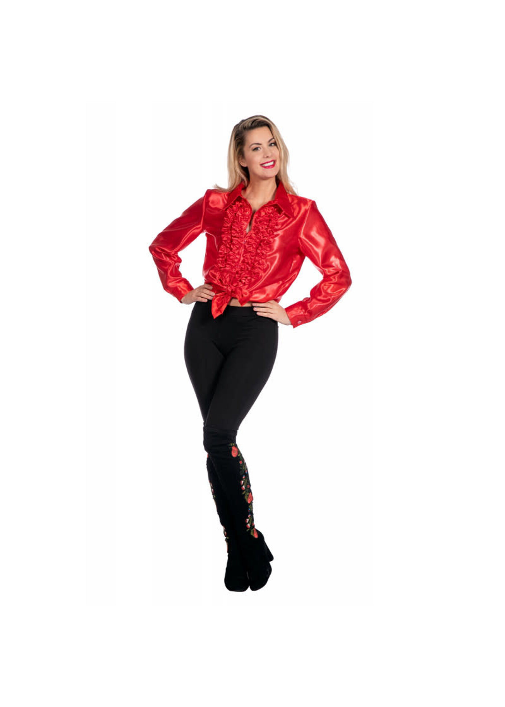 Wilbers & Wilbers Ruchesblouse satijn Rood