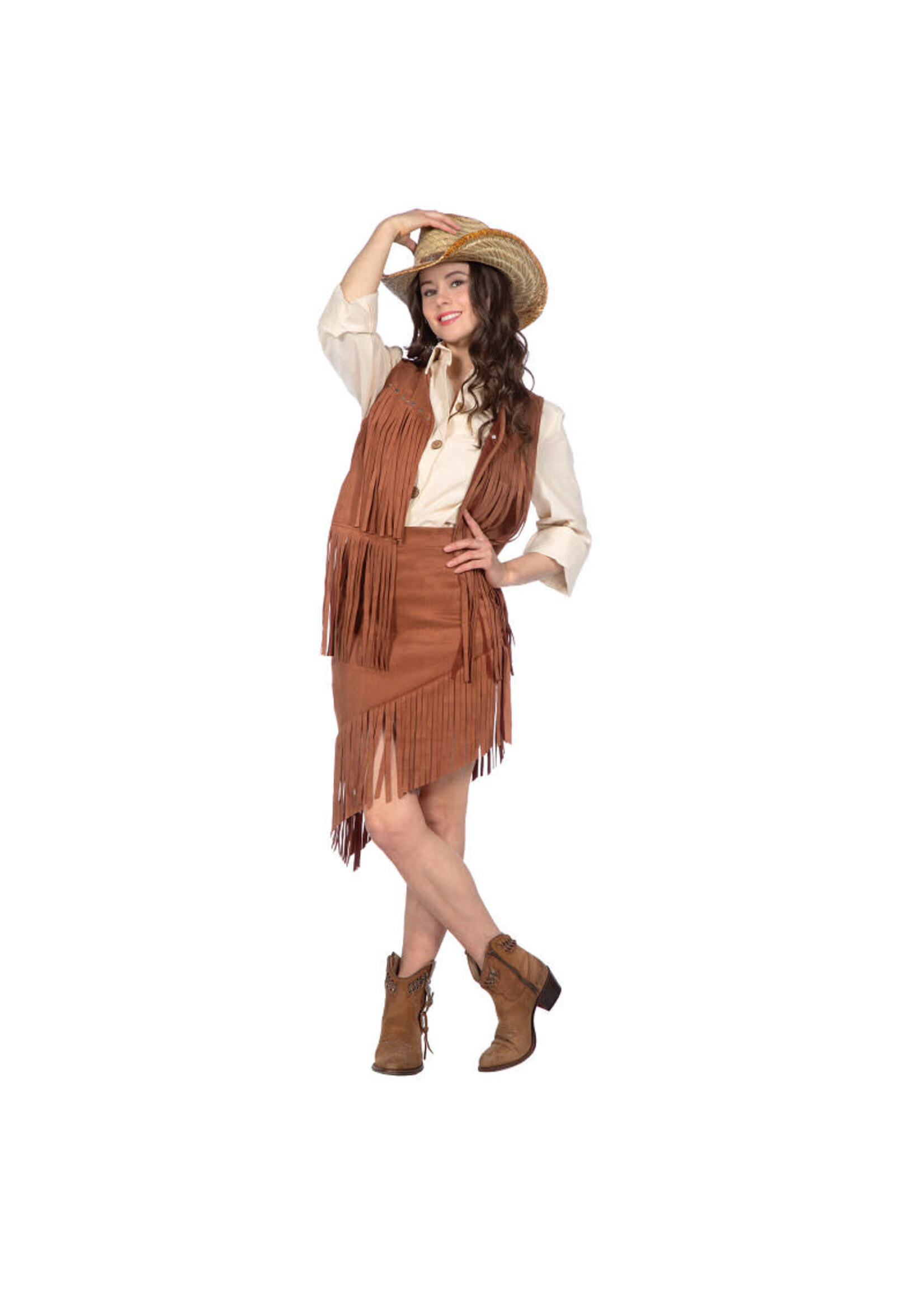 Wilbers & Wilbers Cowgirl set bruin (vest +rok) Dames