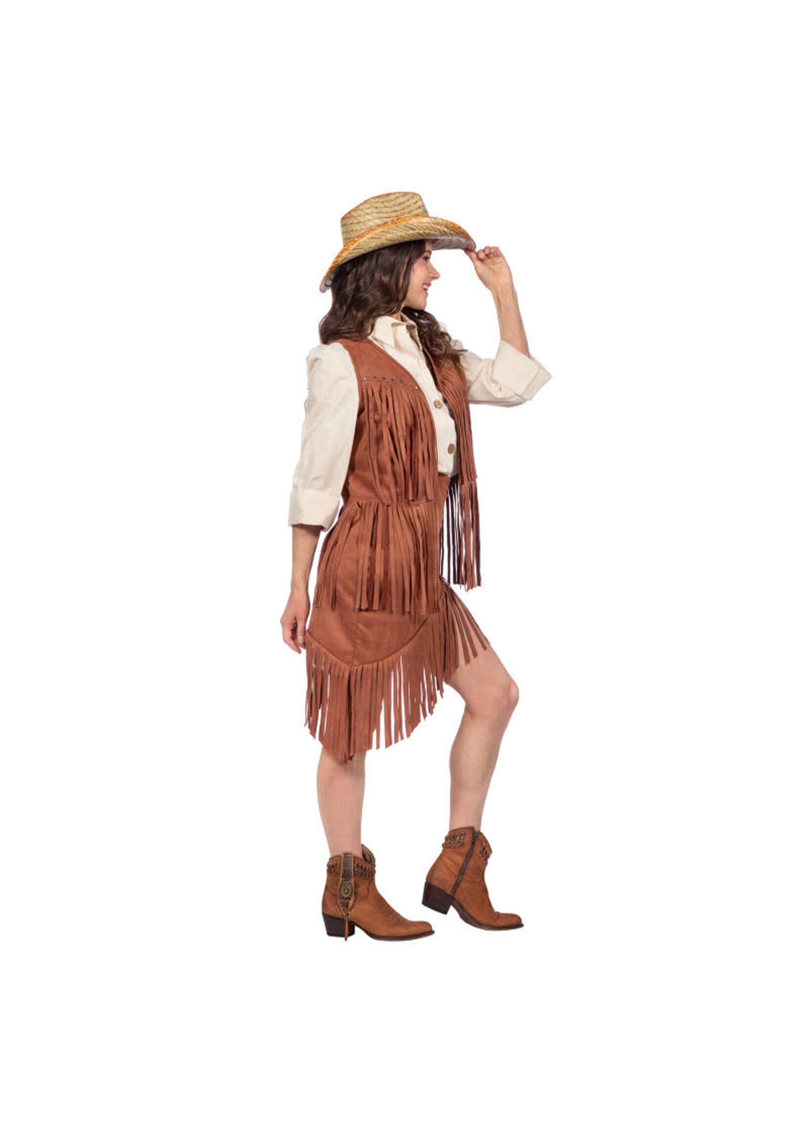 Wilbers & Wilbers Cowgirl set bruin (vest +rok) Dames