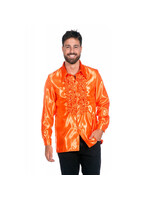 Wilbers & Wilbers Ruchesblouse satijn Neon-oranje