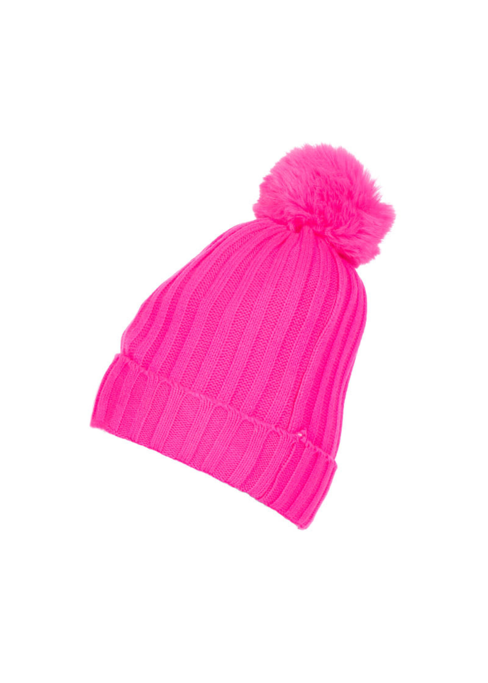 Wilbers & Wilbers Skimuts neon roze met pom