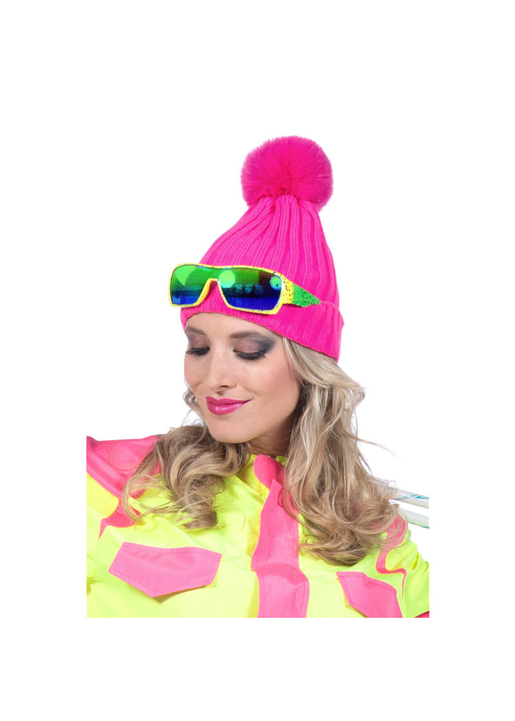 Wilbers & Wilbers Skimuts neon roze met pom