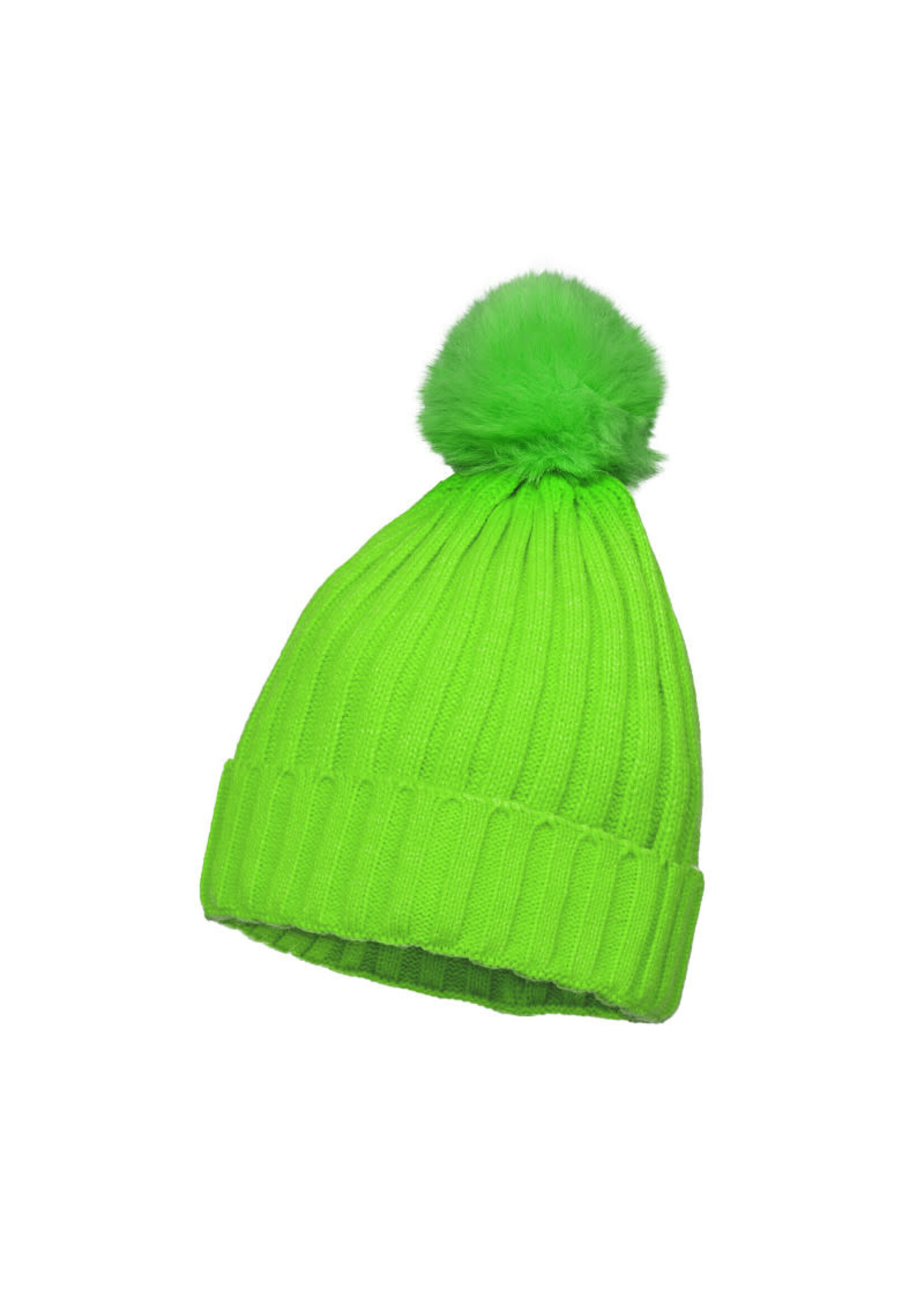 Wilbers & Wilbers Skimuts neon groen met pom