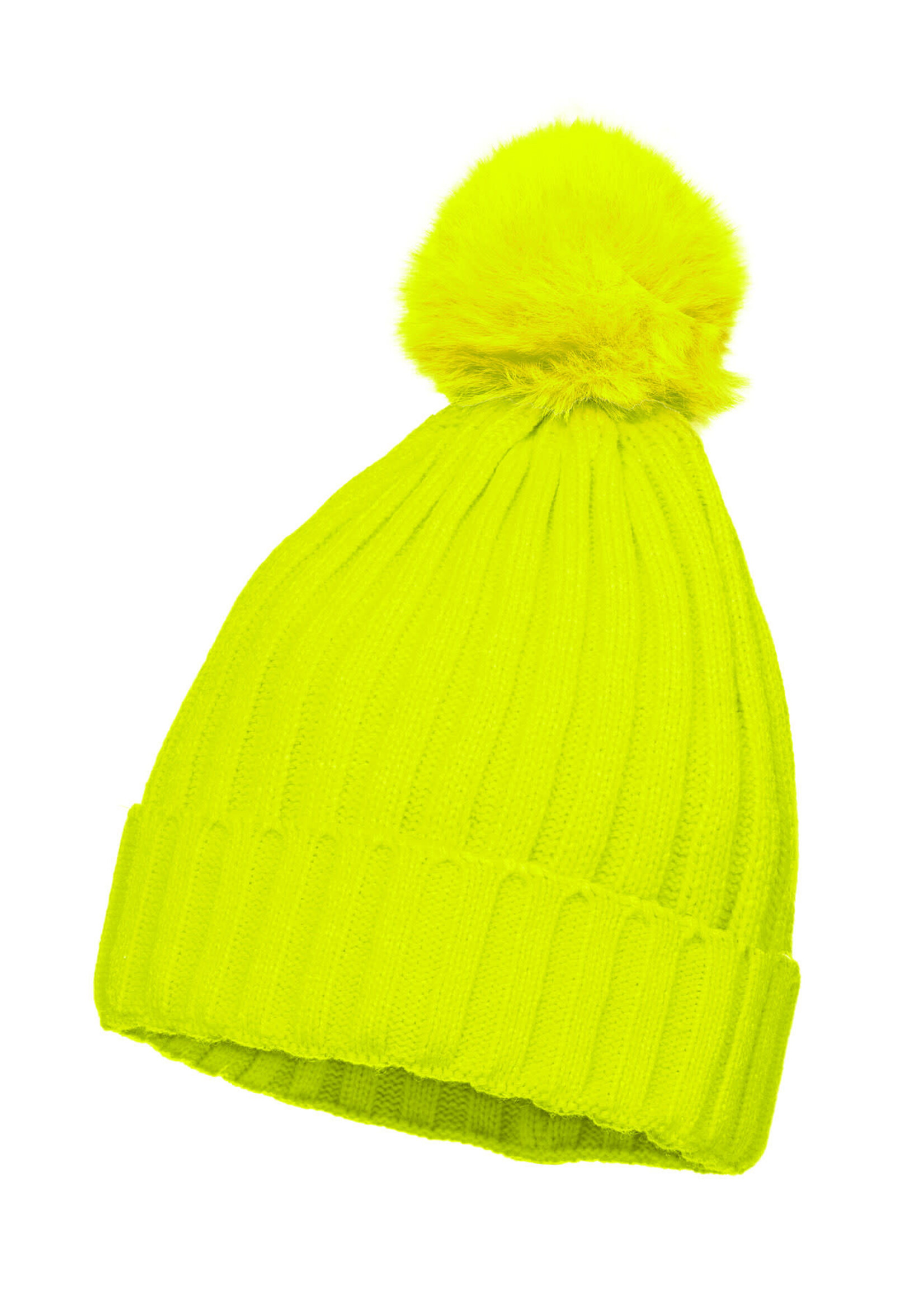 Wilbers & Wilbers Skimuts neon geel met pom