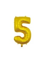 We Fiesta Party Folieballon cijfer 5 goud 66 cm