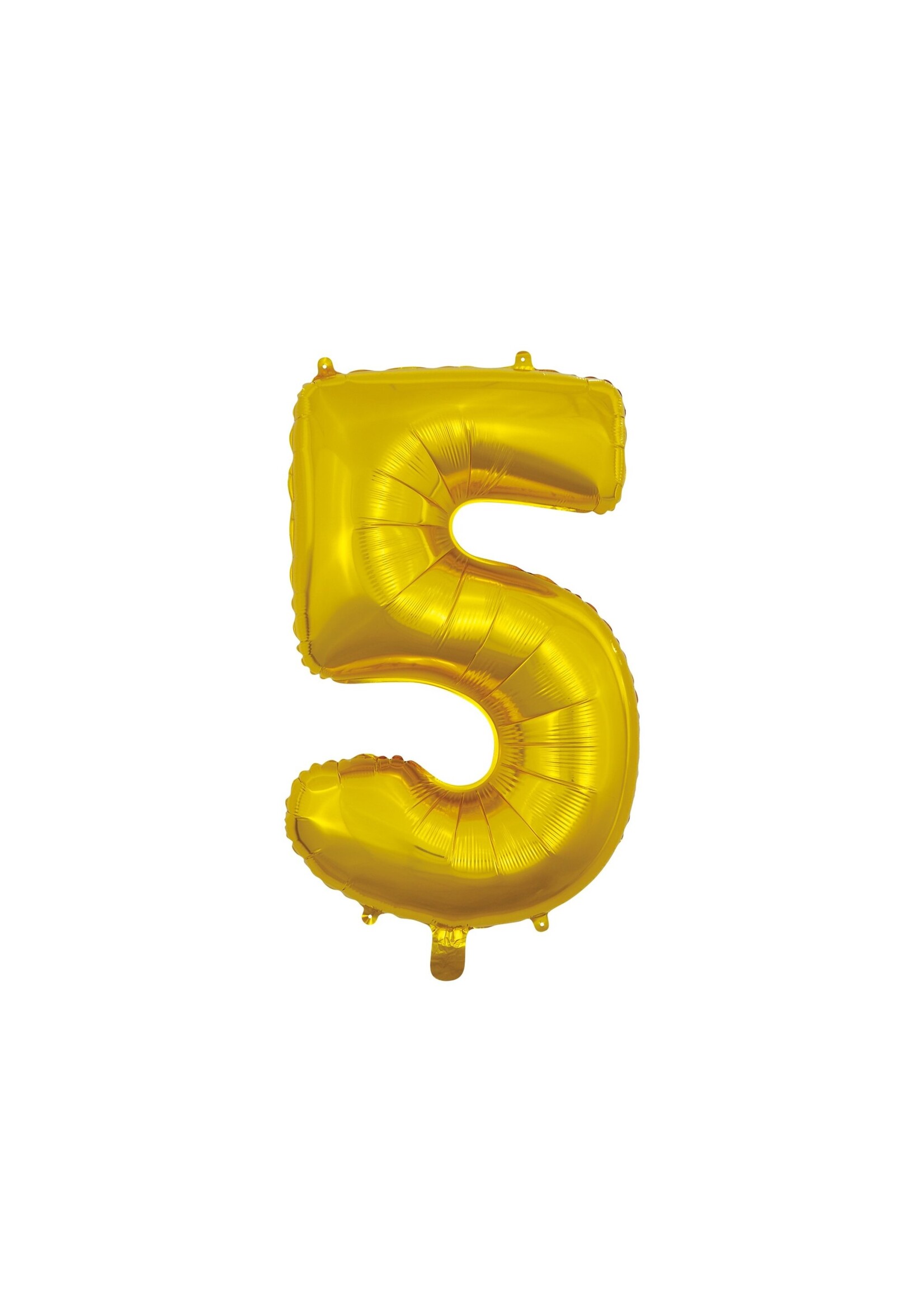 We Fiesta Party Folieballon cijfer 5 goud 66 cm