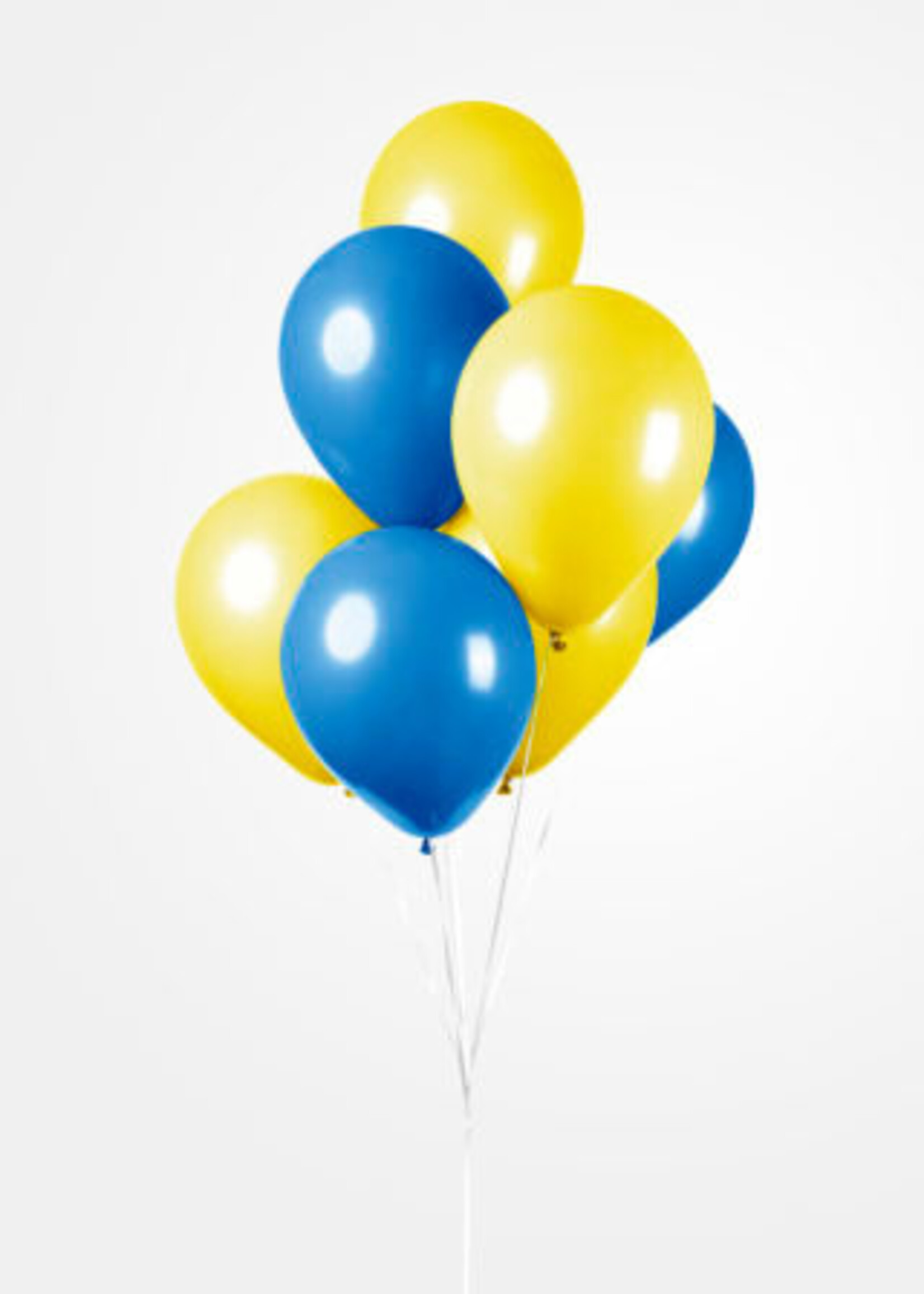 We Fiesta Party Ballonnen blauw / geel 12inch/ 30 cm