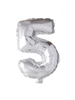 We Fiesta Party Folieballon cijfer 5 zilver 40inch / 102cm