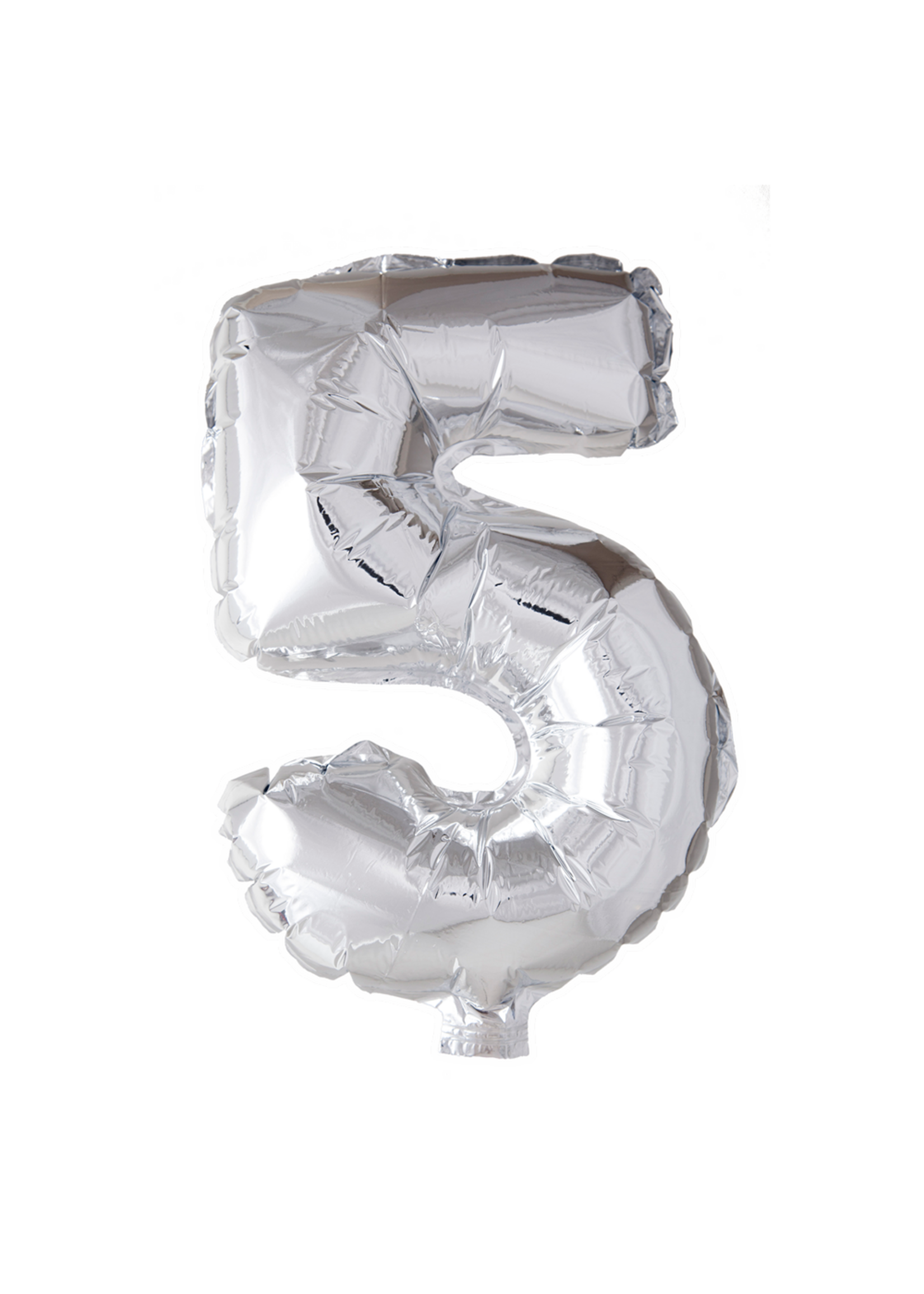 We Fiesta Party Folieballon cijfer 5 zilver 40inch / 102cm