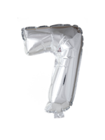 We Fiesta Party Folieballon cijfer 7 zilver 40inch / 102cm