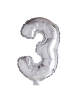 We Fiesta Party Folieballon cijfer 3 zilver 40inch/102cm