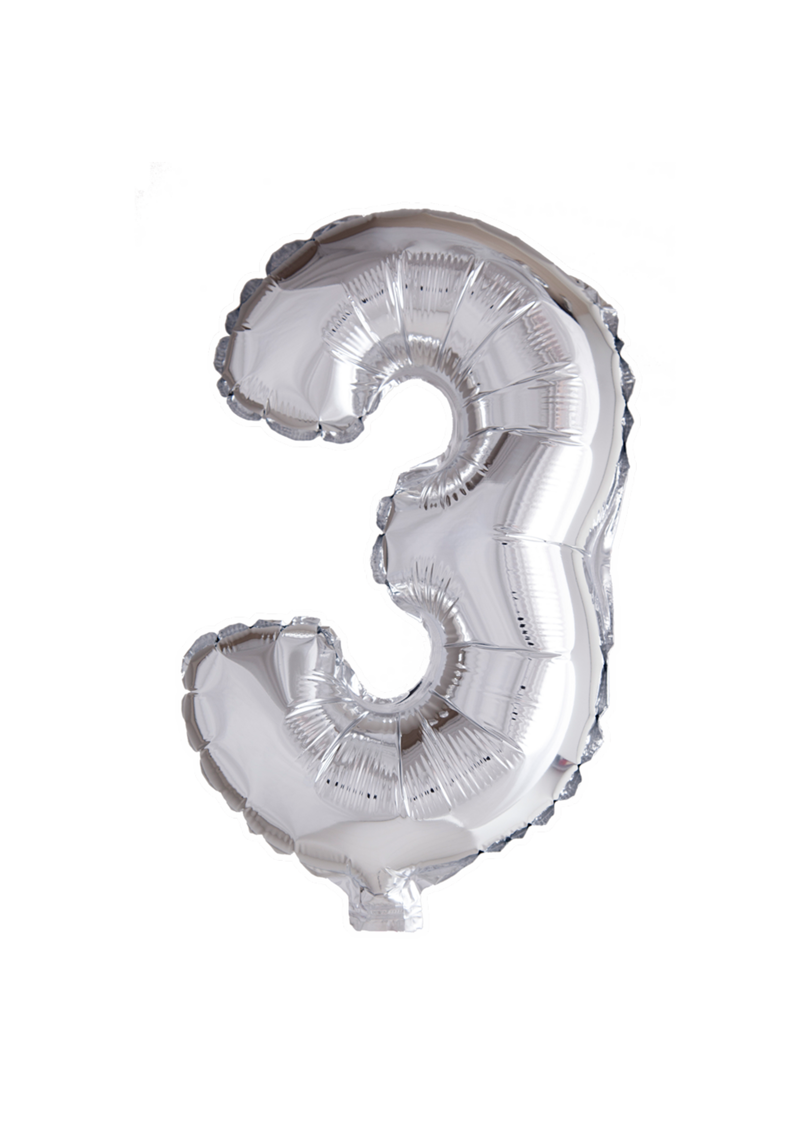 We Fiesta Party Folieballon cijfer 3 zilver 40inch/102cm