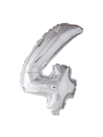 We Fiesta Party Folieballon cijfer 4 zilver 40inch / 102cm