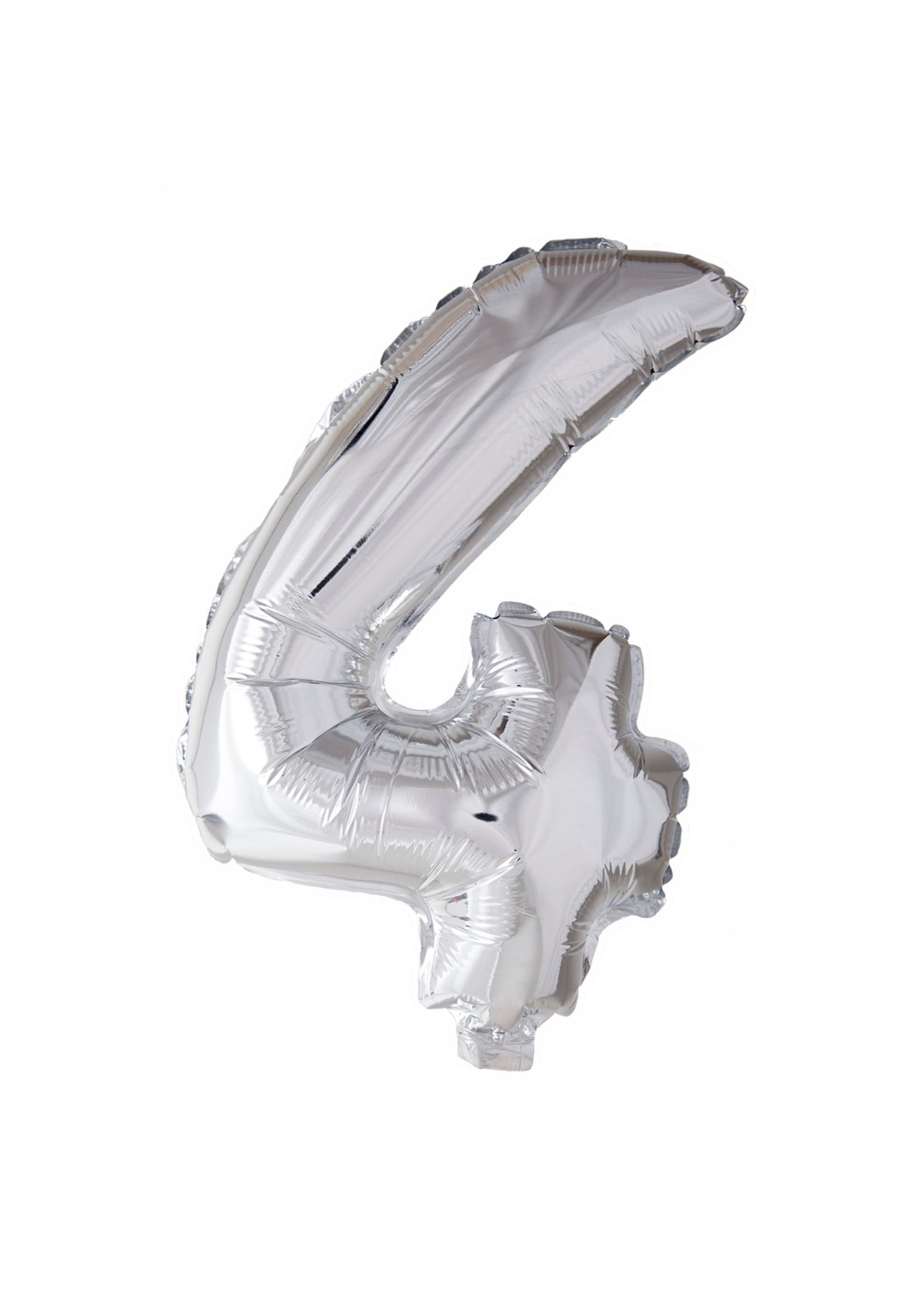 We Fiesta Party Folieballon cijfer 4 zilver 40inch / 102cm