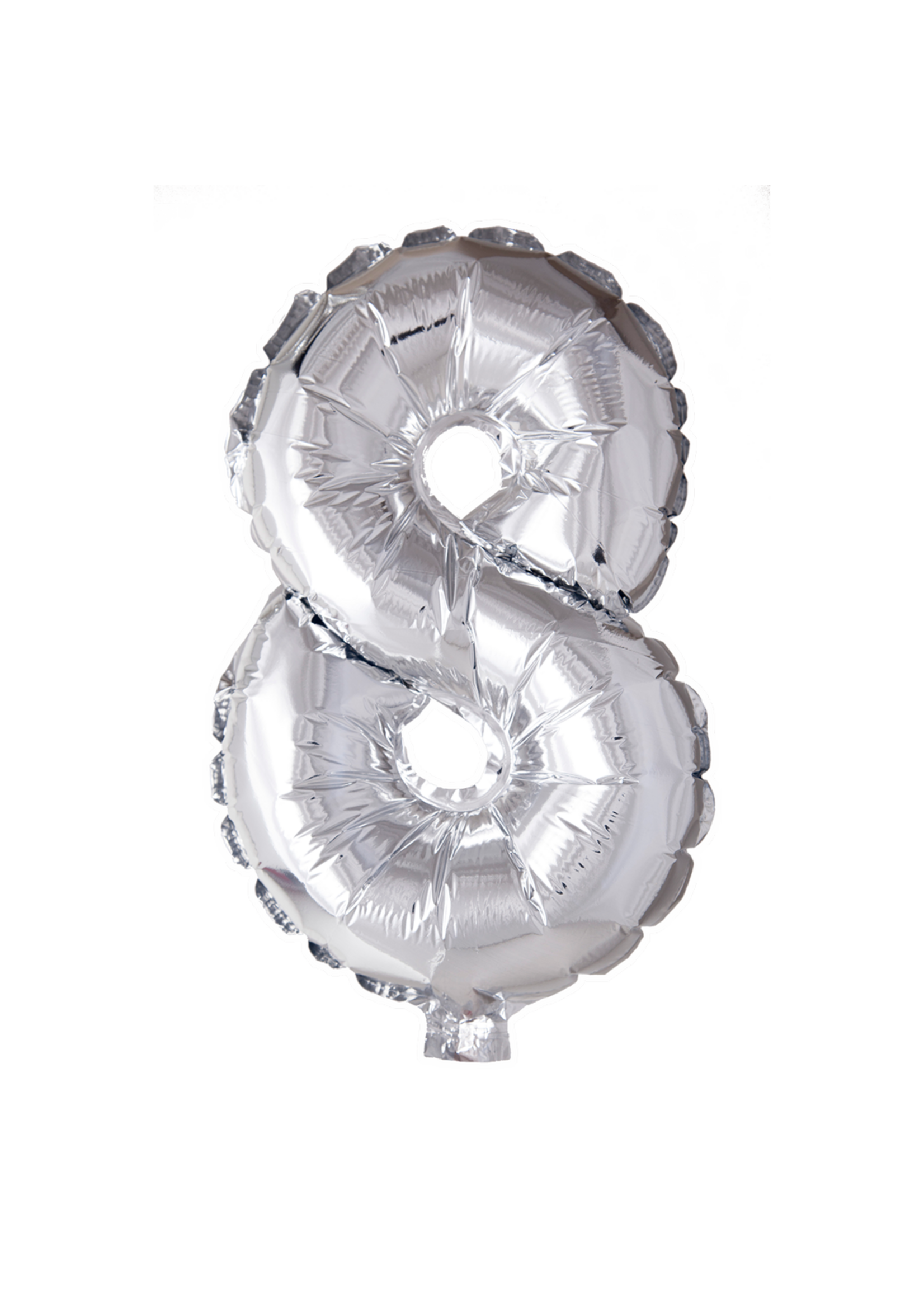 We Fiesta Party Folieballon cijfer 8 zilver 40cm/102cm