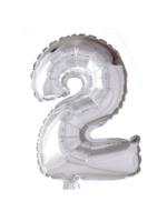 We Fiesta Party Folieballon cijfer 2 zilver 40inch/102cm