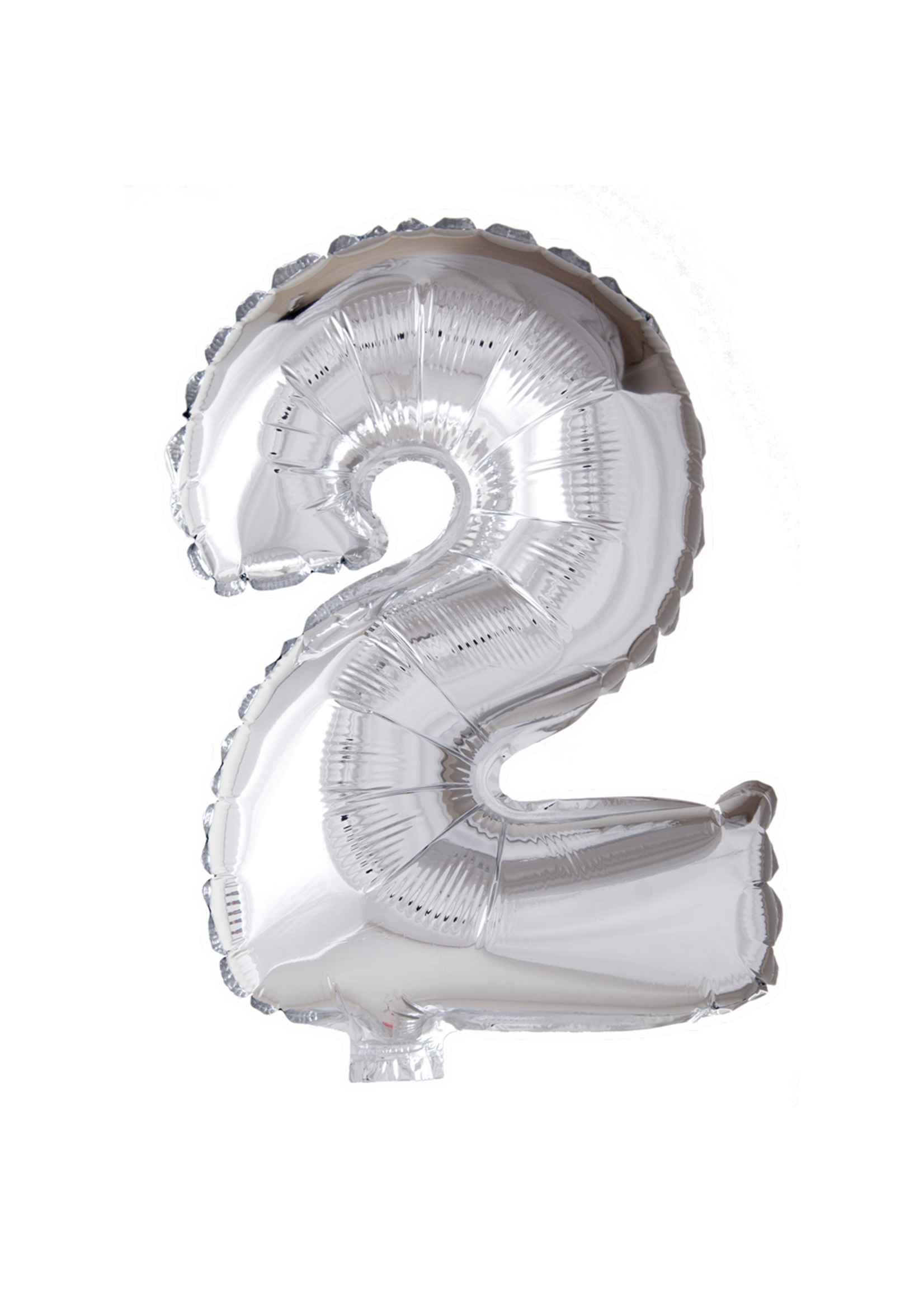 We Fiesta Party Folieballon cijfer 2 zilver 40inch/102cm