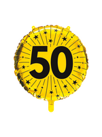 We Fiesta Party Folieballon '50' goud 18 inch / 46 cm