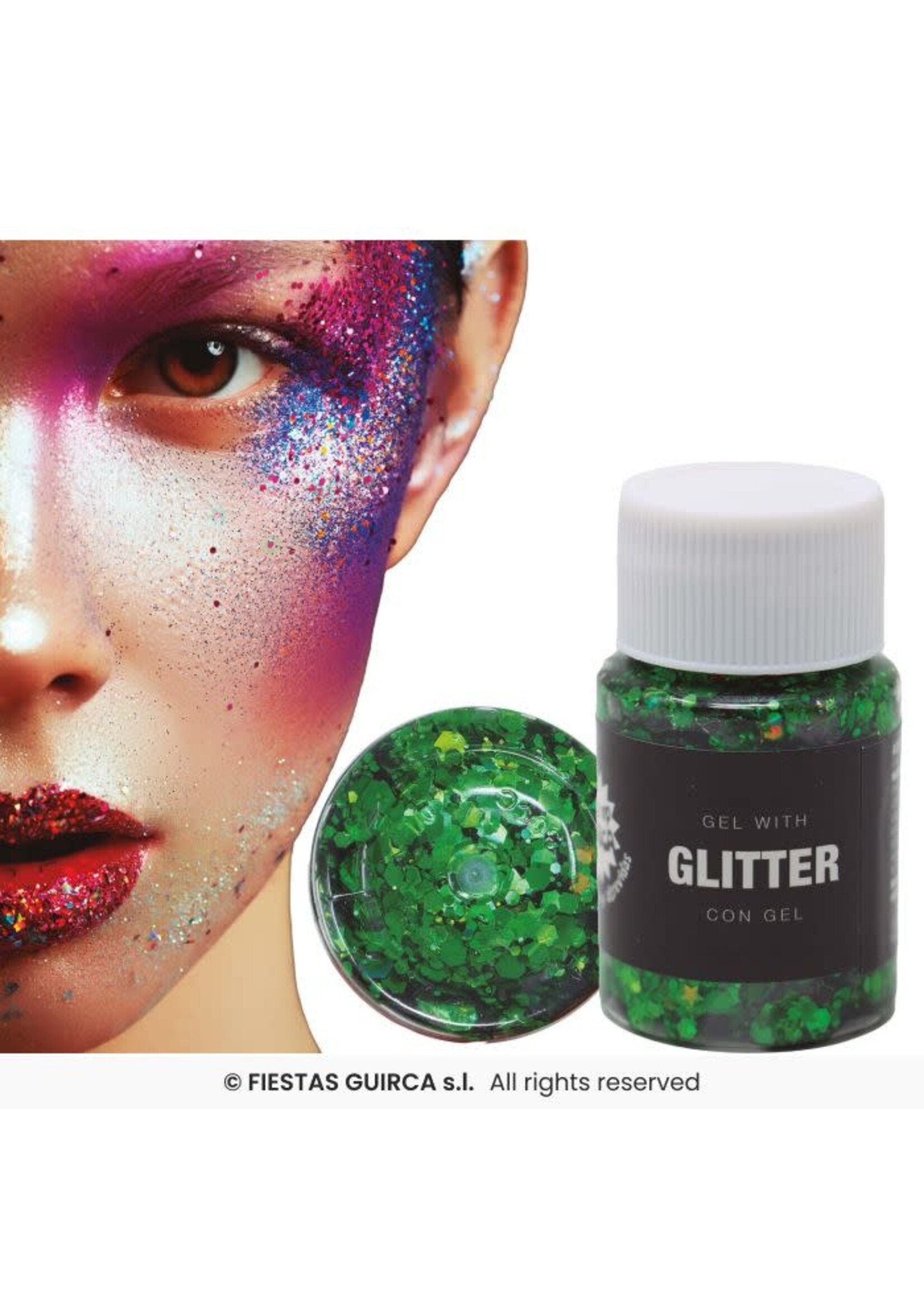 Fiestas Guirca Pot glittergel groen 20gr