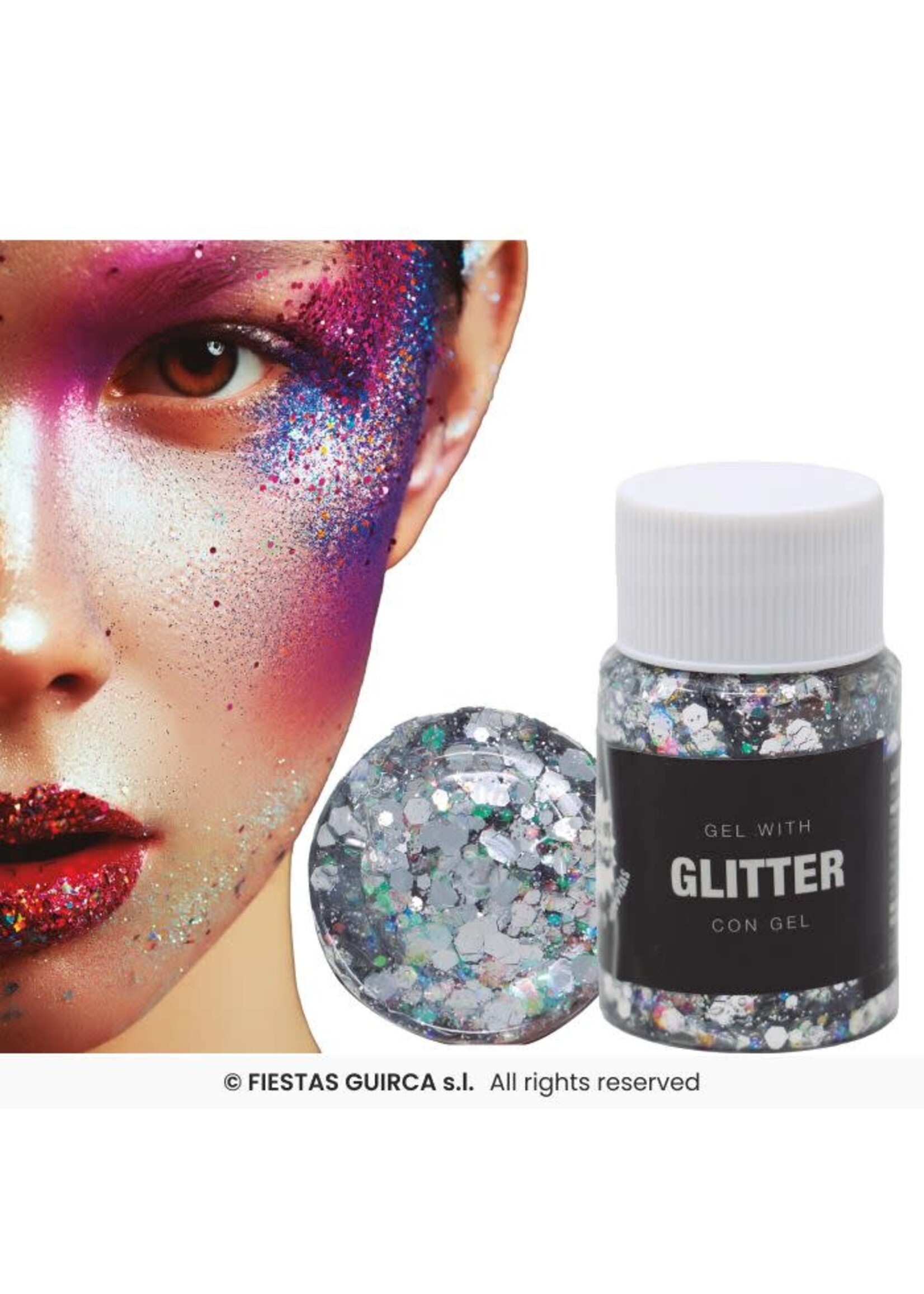Feestkleding Breda Pot glittergel zilver 20gr