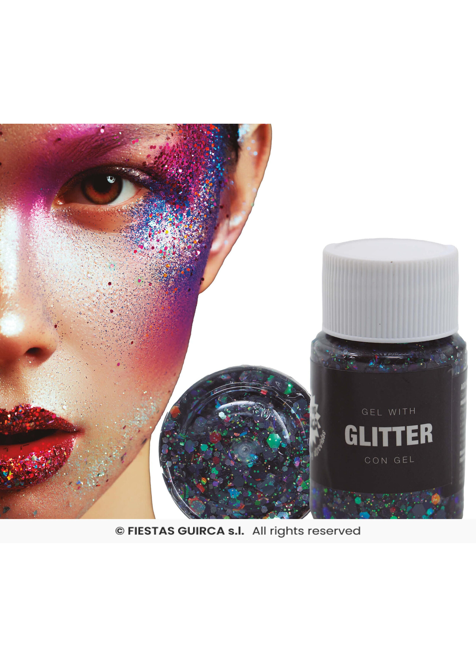 Feestkleding Breda Pot glittergel zwart/multi 20gr