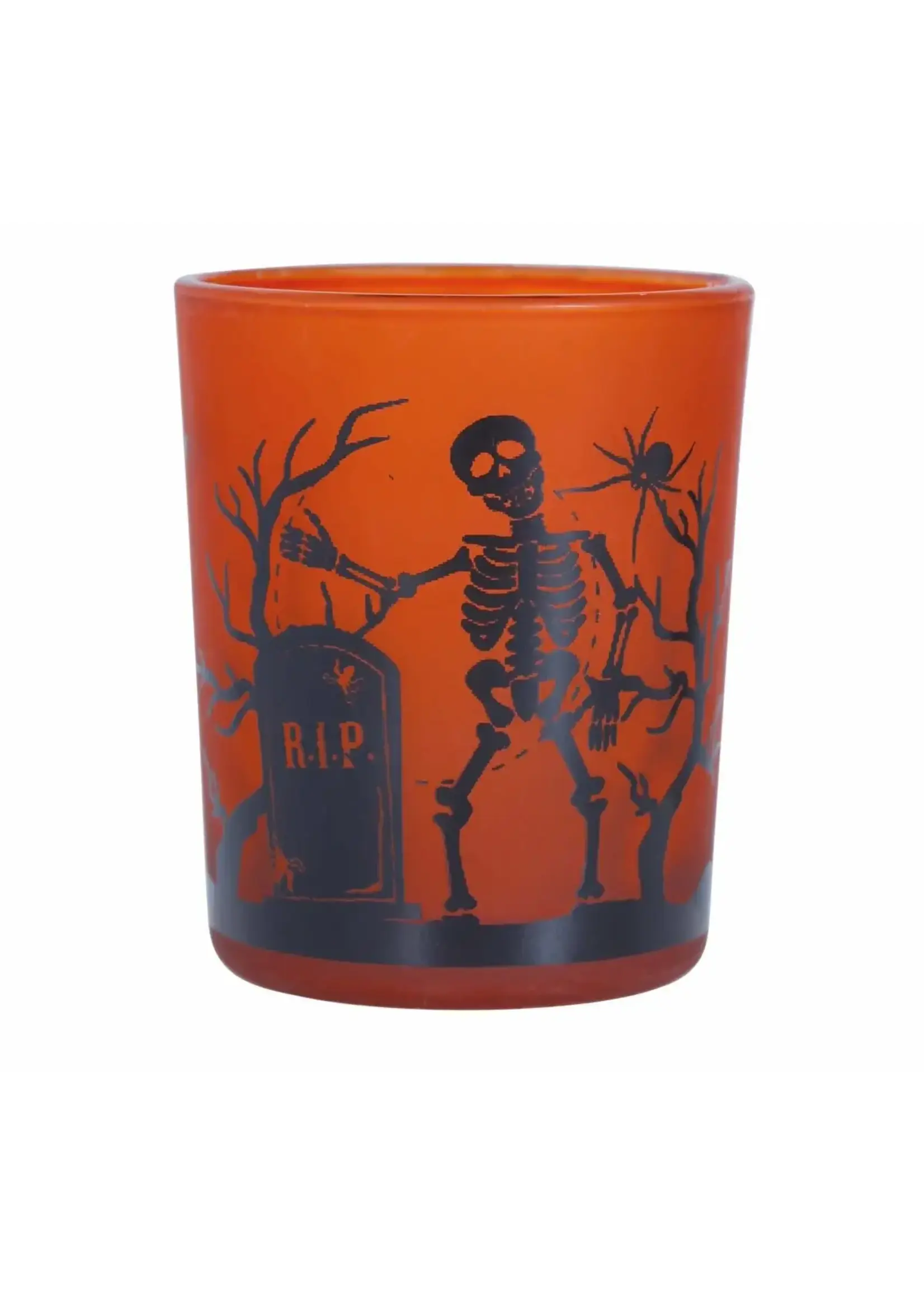 Fiestas Guirca Oranje Halloween glazen waxine lichtjes set (3st)