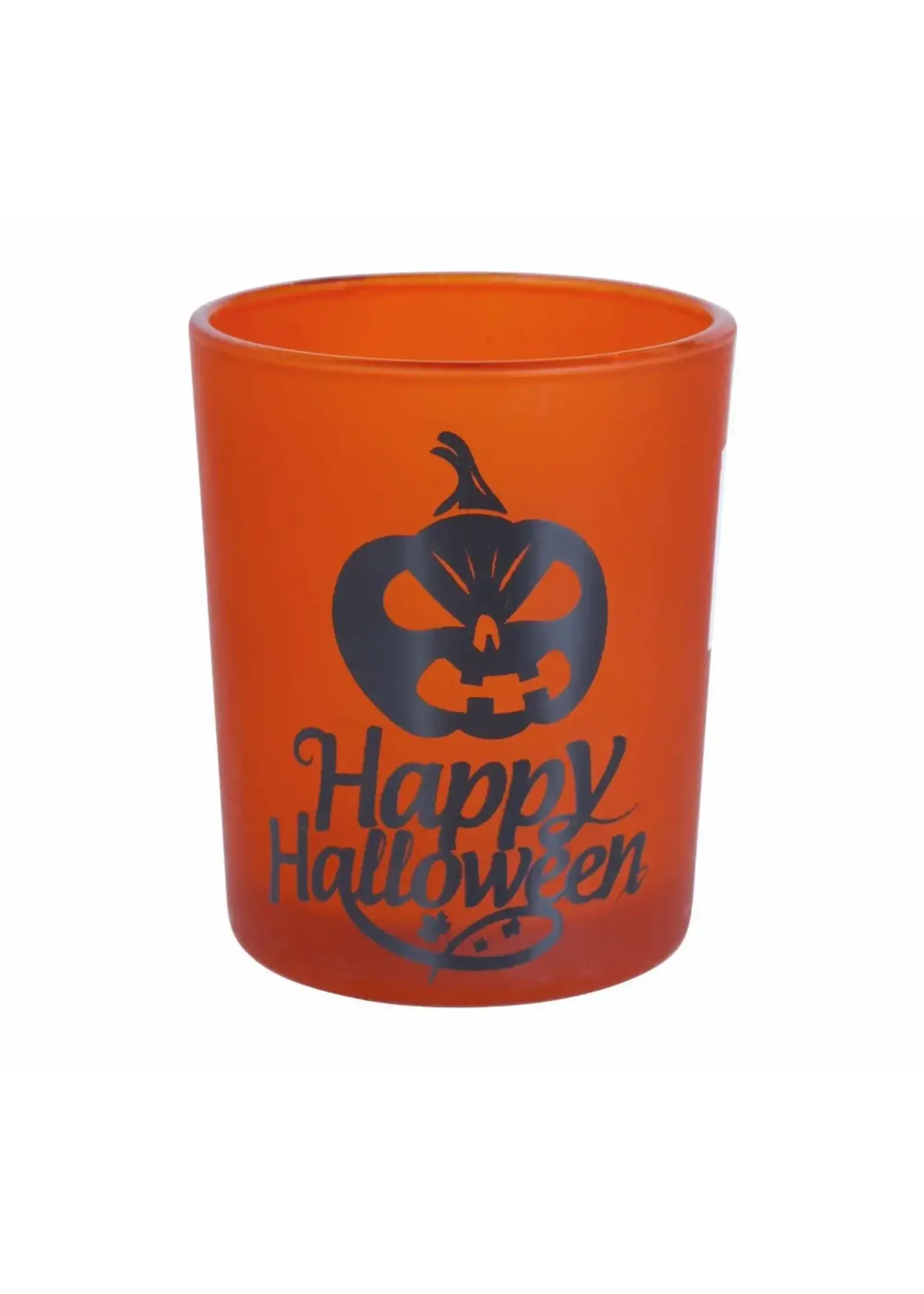 Fiestas Guirca Oranje Halloween glazen waxine lichtjes set (3st)