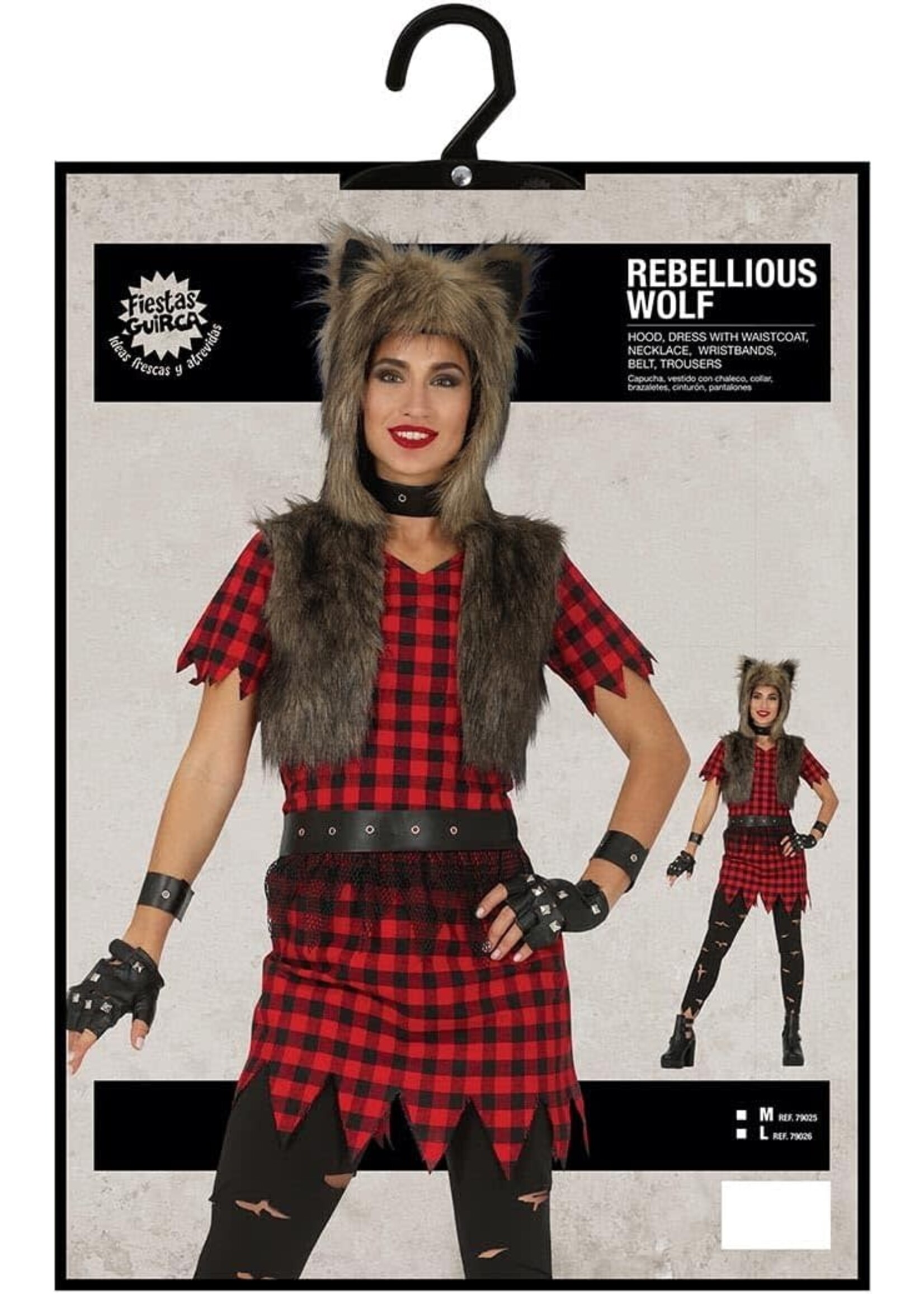 Fiestas Guirca Dameskostuum rebelse punk wolf
