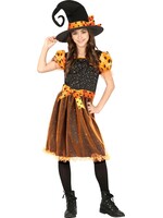 Fiestas Guirca Oranje Glitter Heksen Jurk Meisje