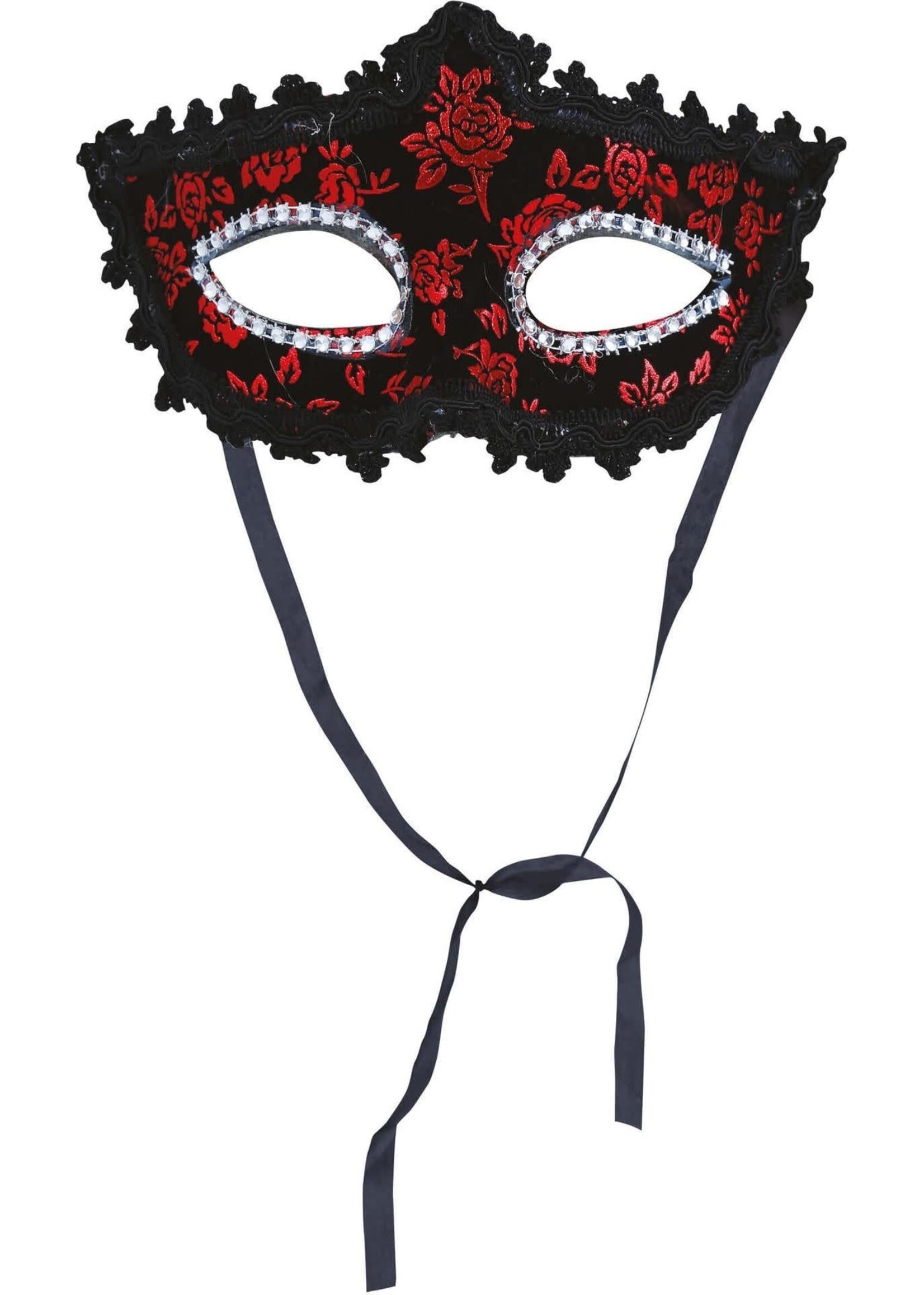 Fiestas Guirca Oogmasker rode bloemen