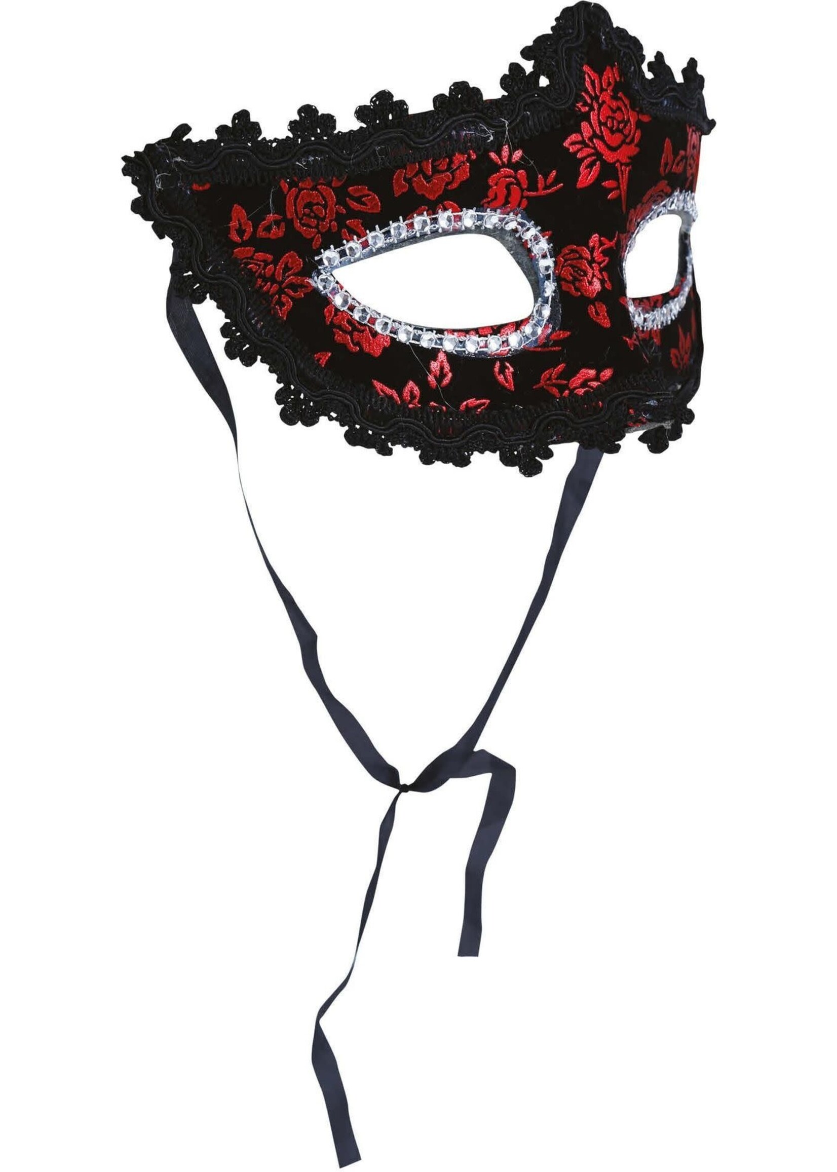 Fiestas Guirca Oogmasker rode bloemen