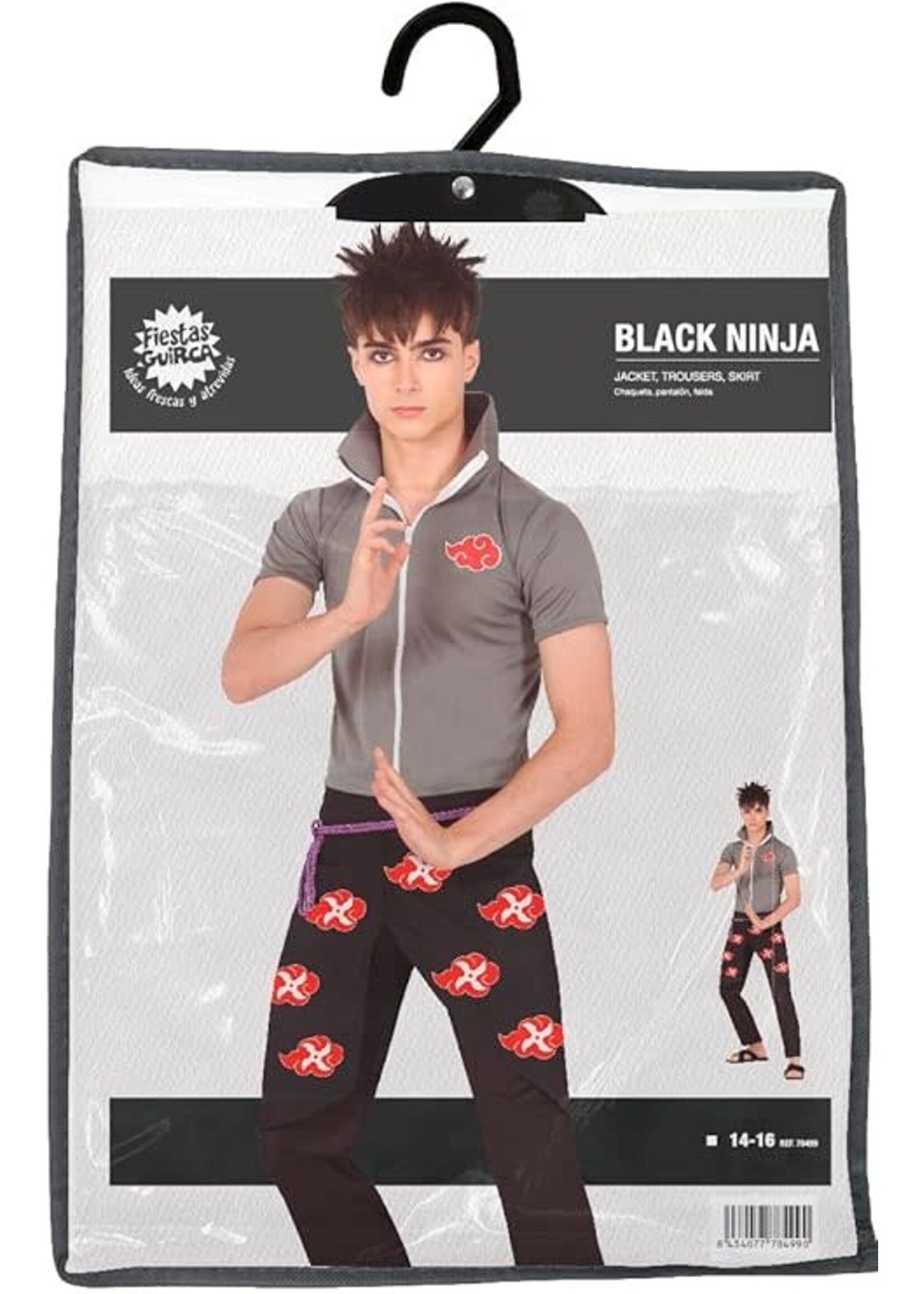 Fiestas Guirca Tienerkostuum Zwarte Anime Ninja 14-16 jaar