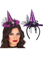 Fiestas Guirca Paarse Mini Heksenhoed Haarband