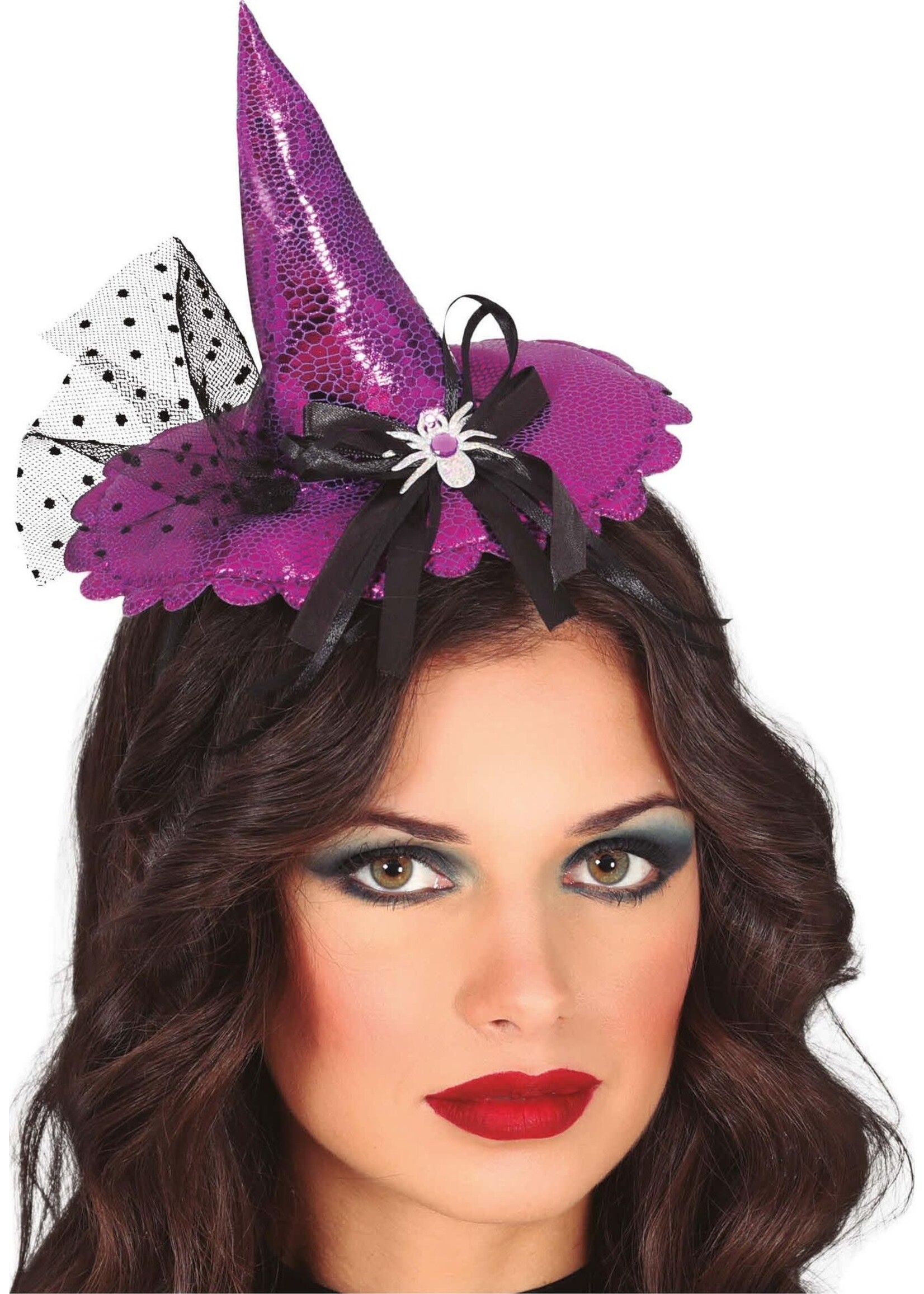 Fiestas Guirca Paarse Mini Heksenhoed Haarband