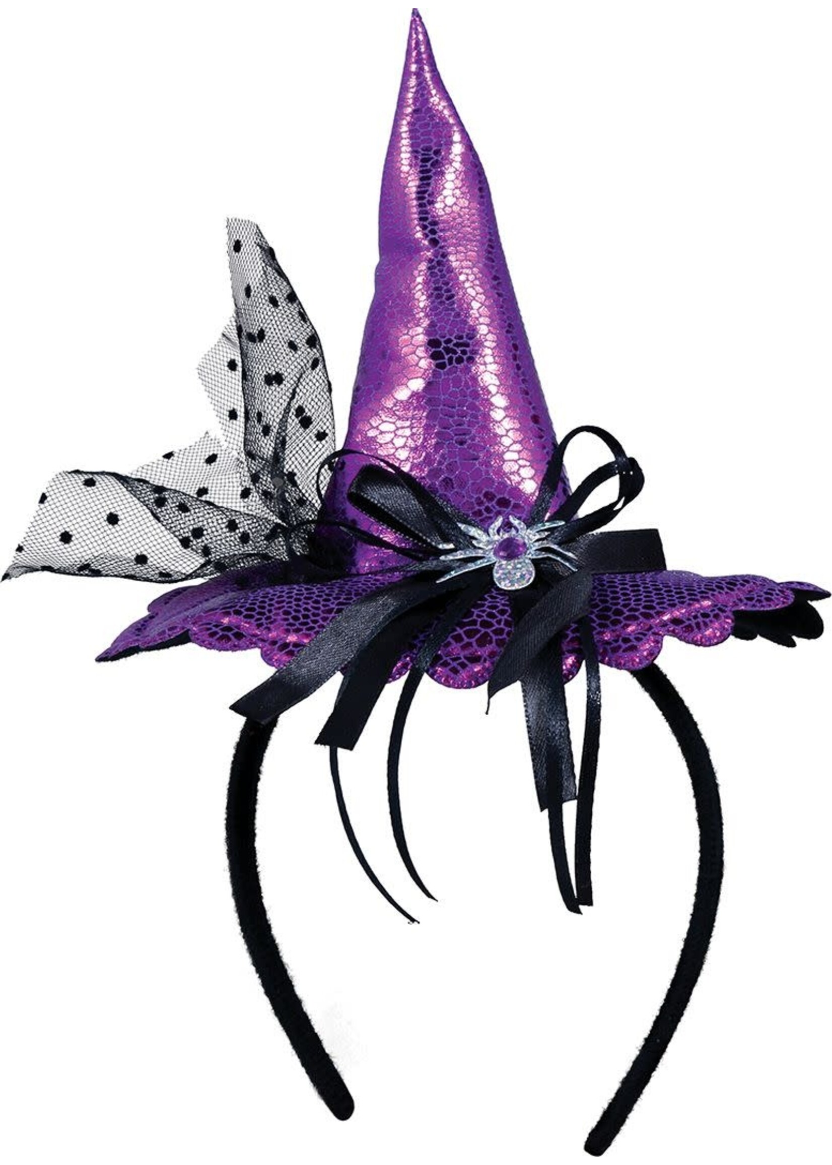 Fiestas Guirca Paarse Mini Heksenhoed Haarband