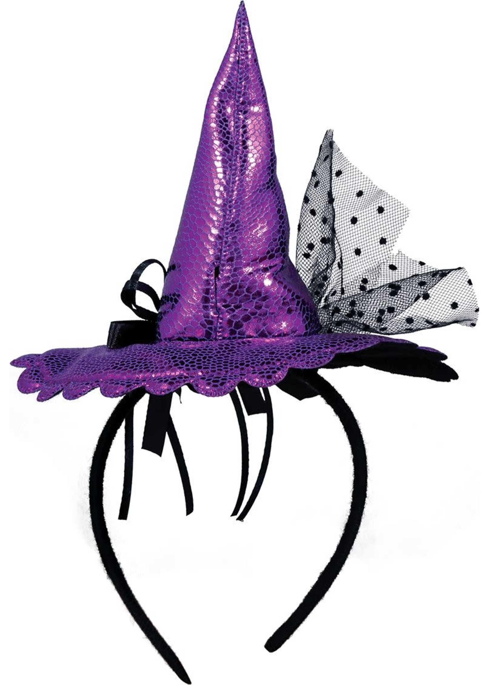 Fiestas Guirca Paarse Mini Heksenhoed Haarband