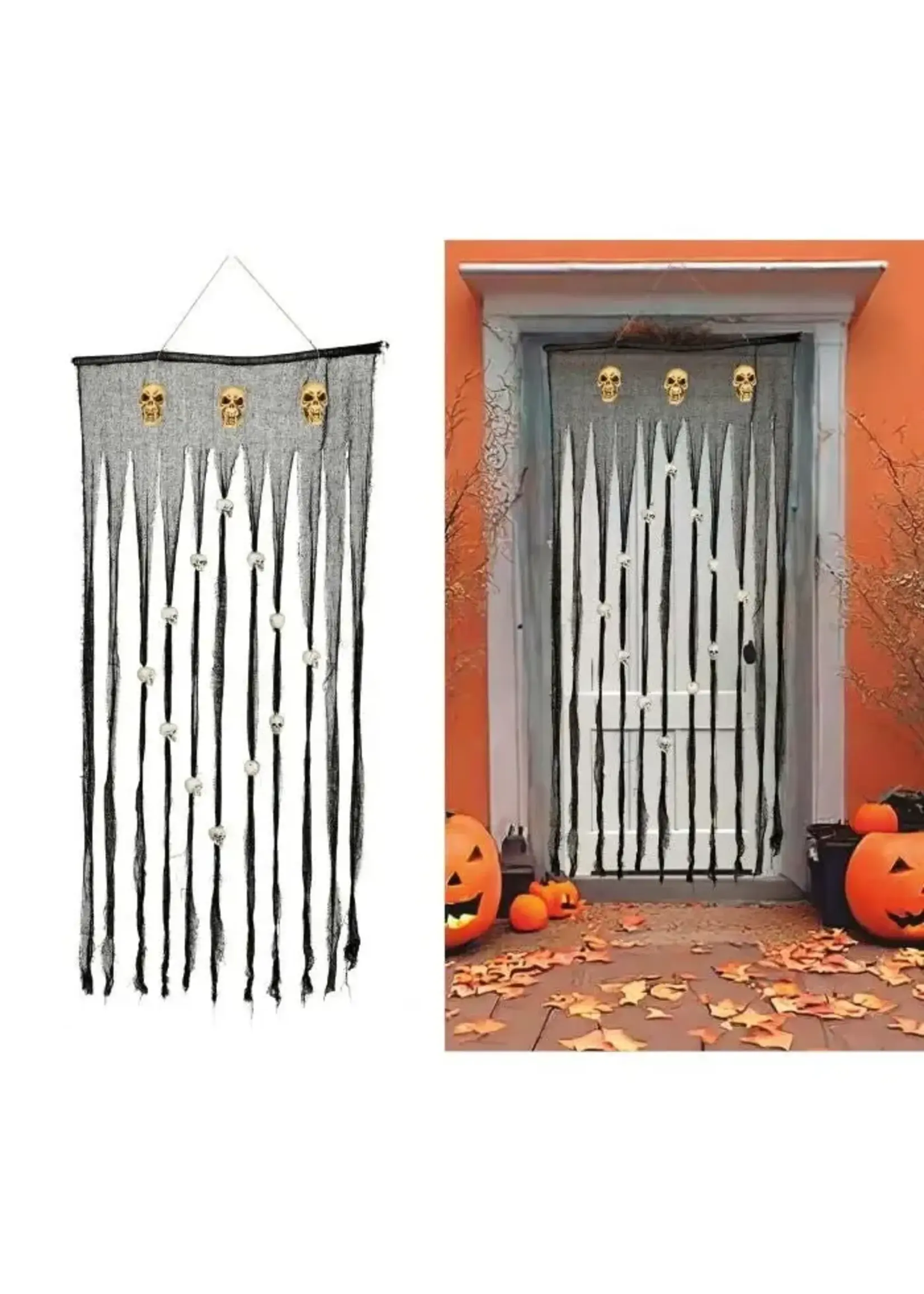 Fiestas Guirca Halloween Gordijn met Schedels 180cm