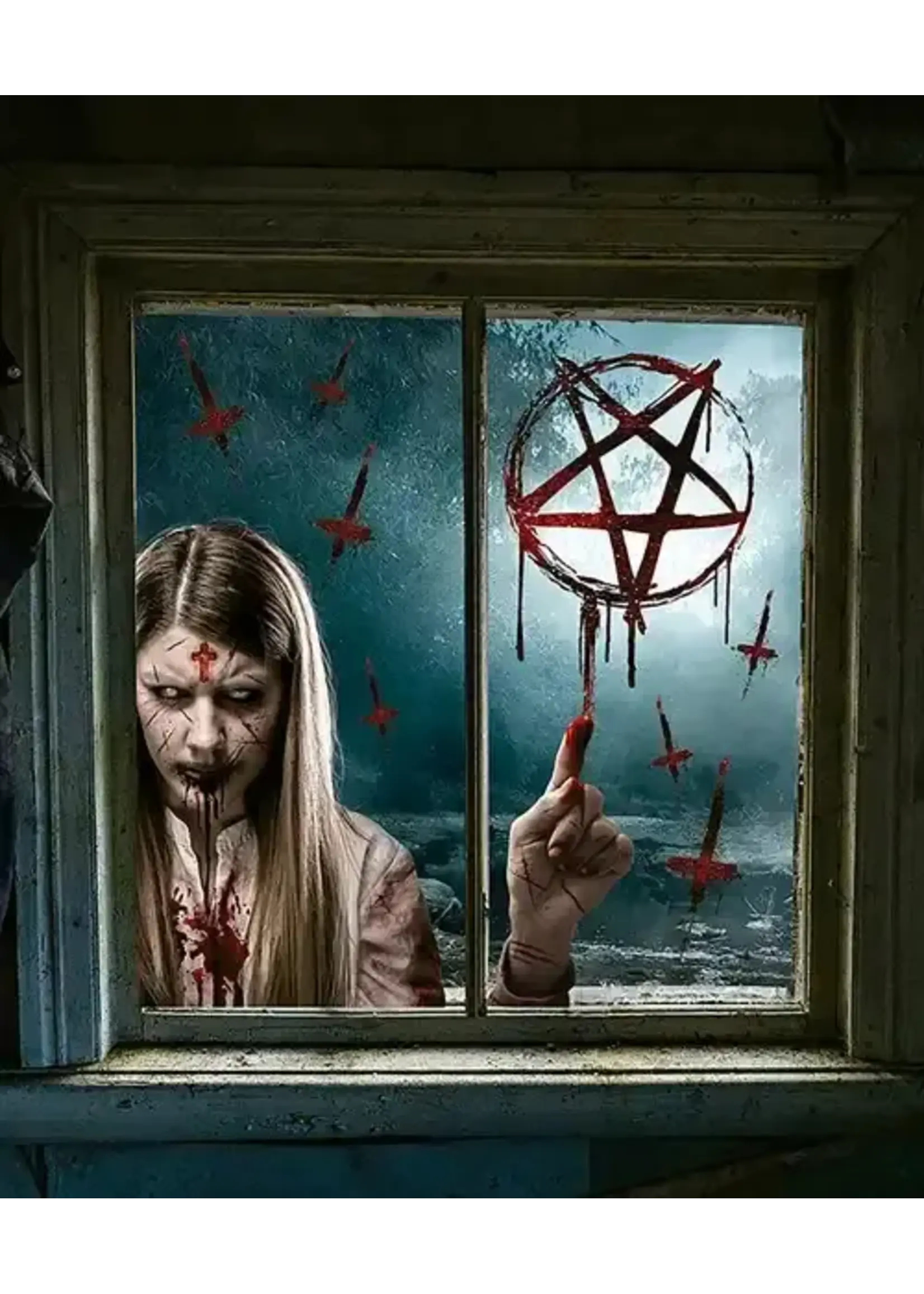 Fiestas Guirca Raamsticker Halloween Bezeten Meisje