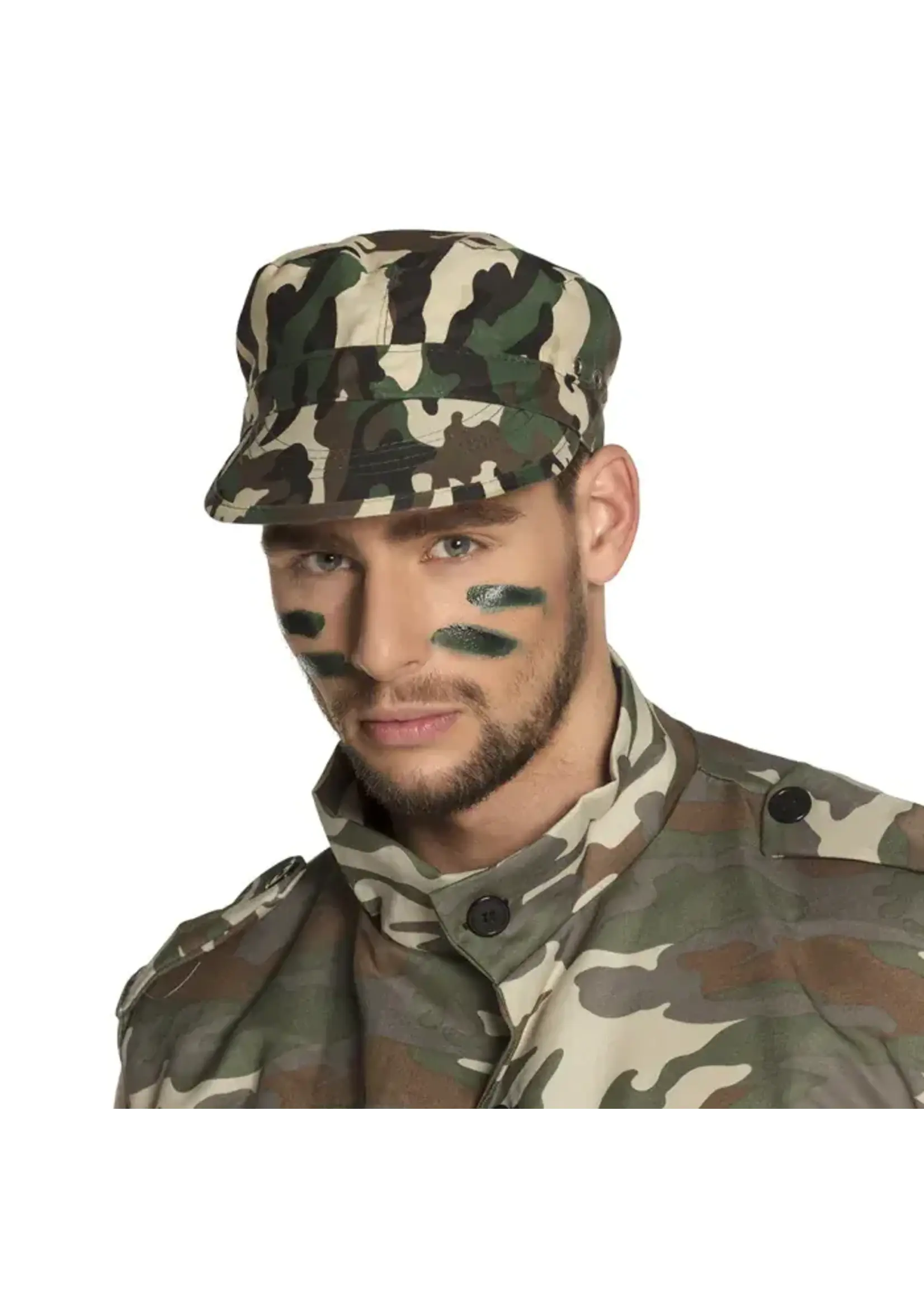 Feestkleding Breda Legergroene Camouflage Soldaten Pet