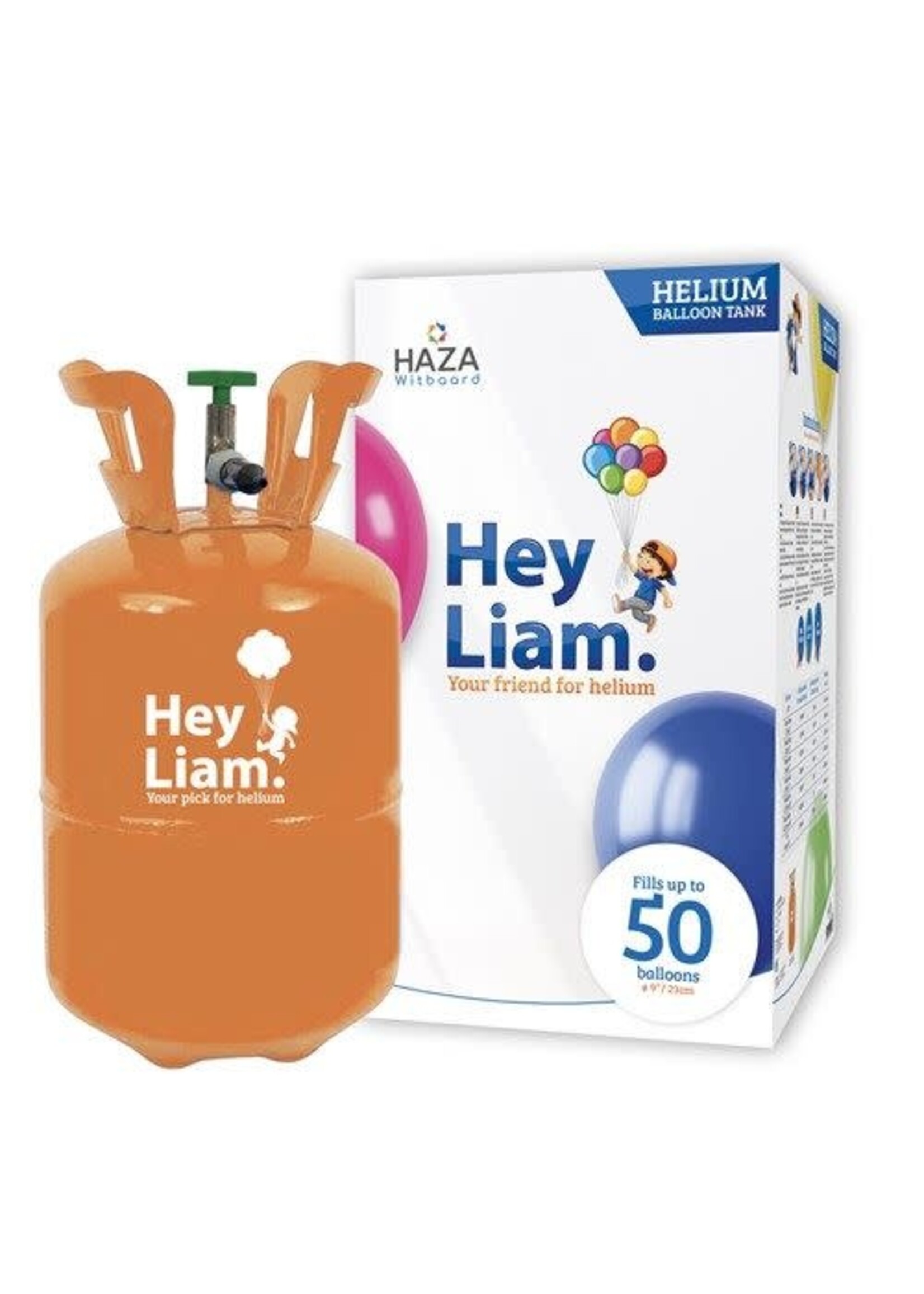 Feestkleding Breda Helium cilinder voor 50 ballonnen Hey Liam.