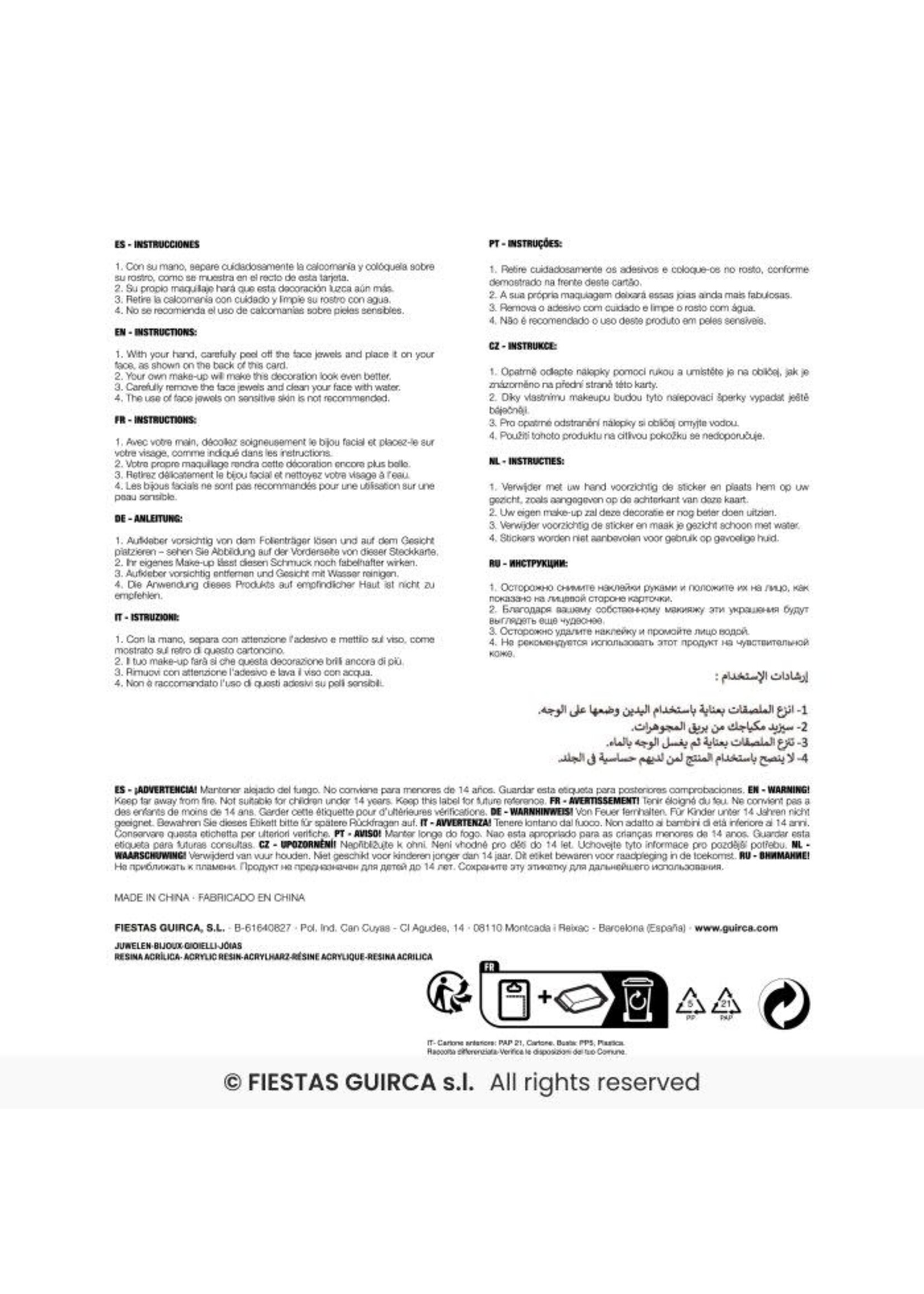 Fiestas Guirca Gezichtssteentjes diamant