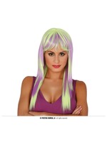 Fiestas Guirca Pruik Geel met Lila