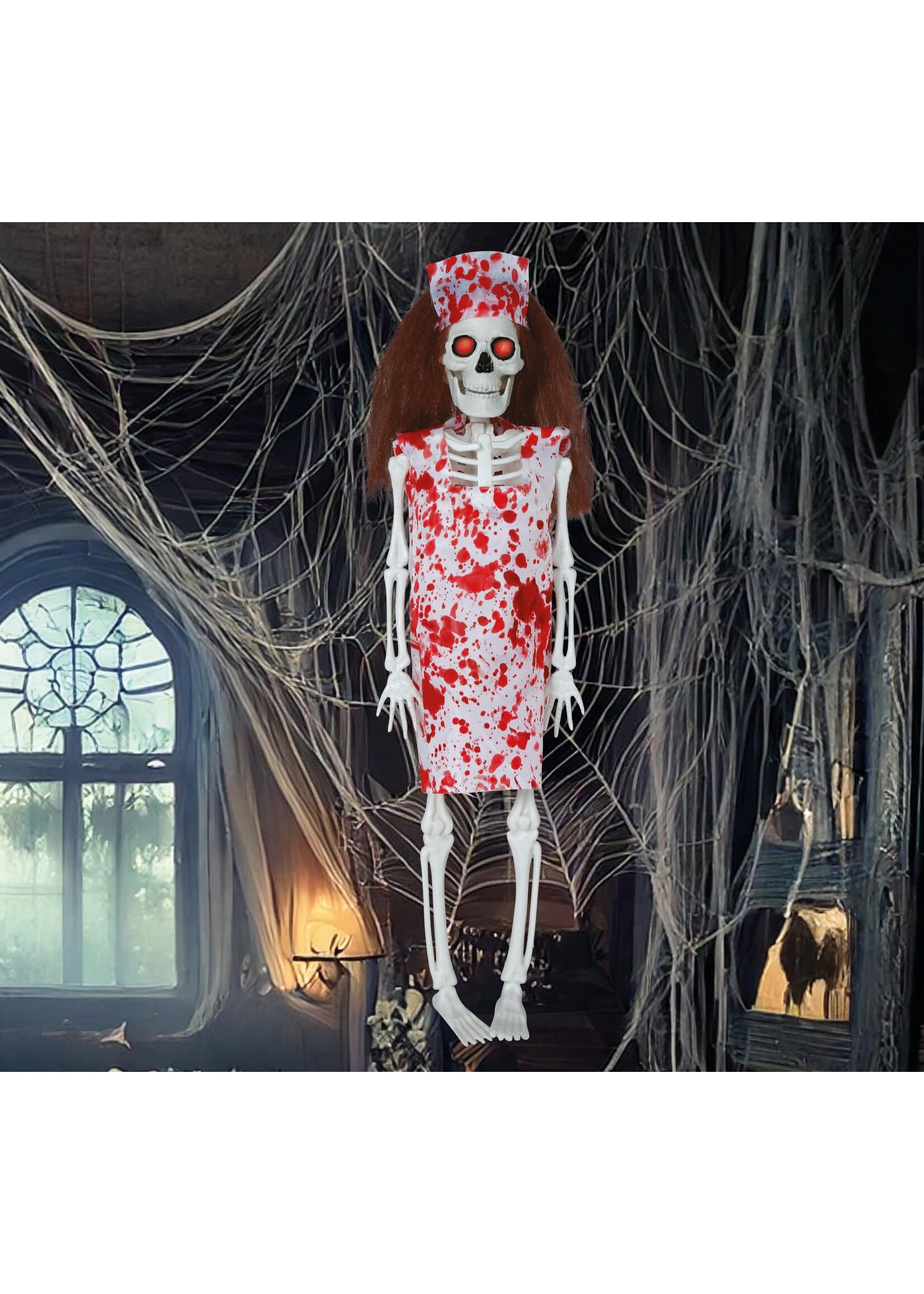 Fiestas Guirca Halloween decoratie verpleegster skelet
